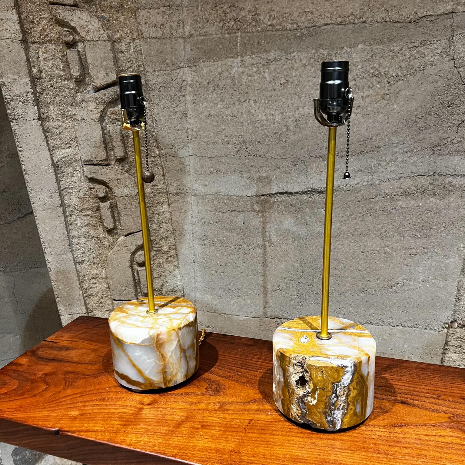Modern New Limited Edition Spectacular Set of Onyx Acid Table Lamps Mexico For Sale