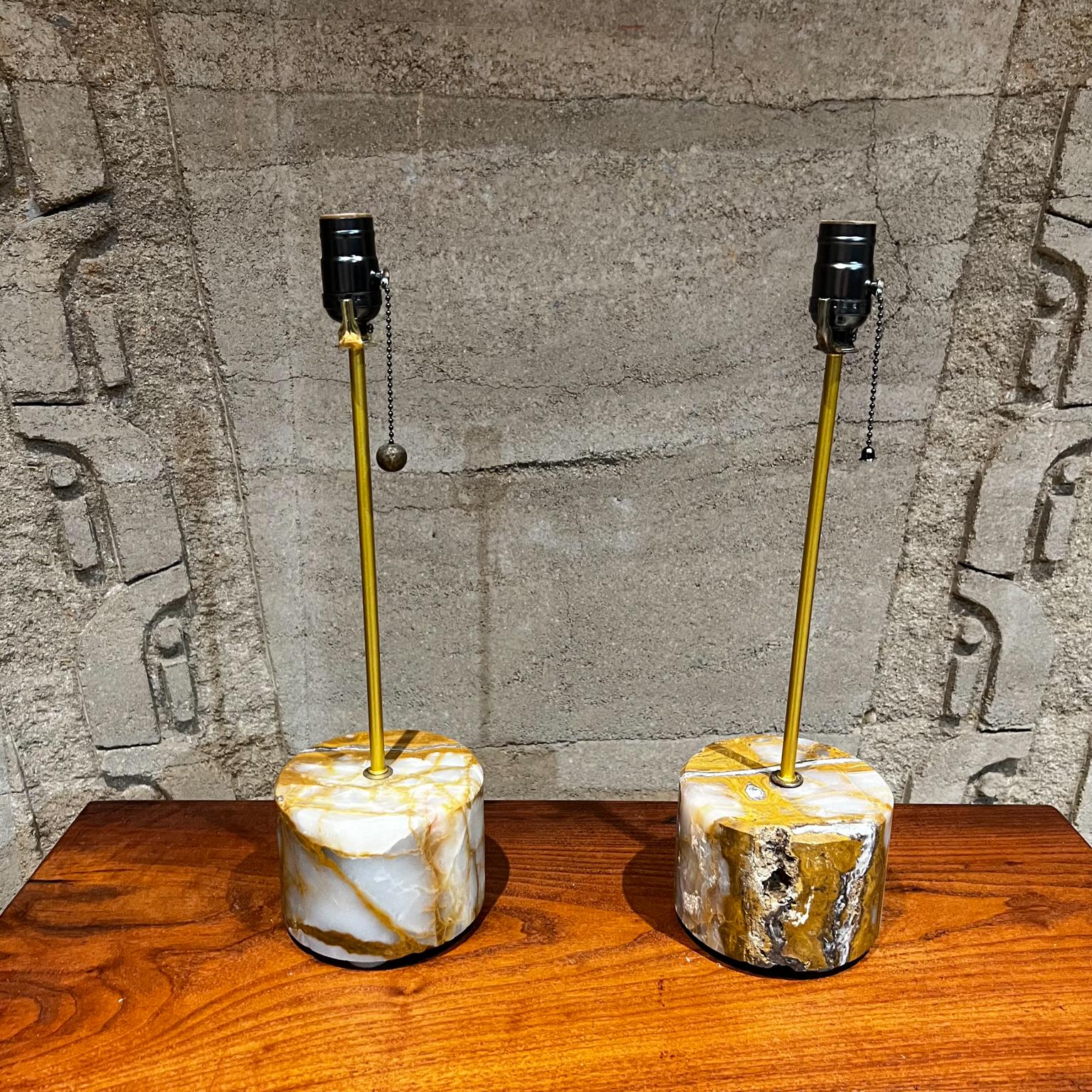 Mexican New Limited Edition Spectacular Set of Onyx Acid Table Lamps Mexico For Sale