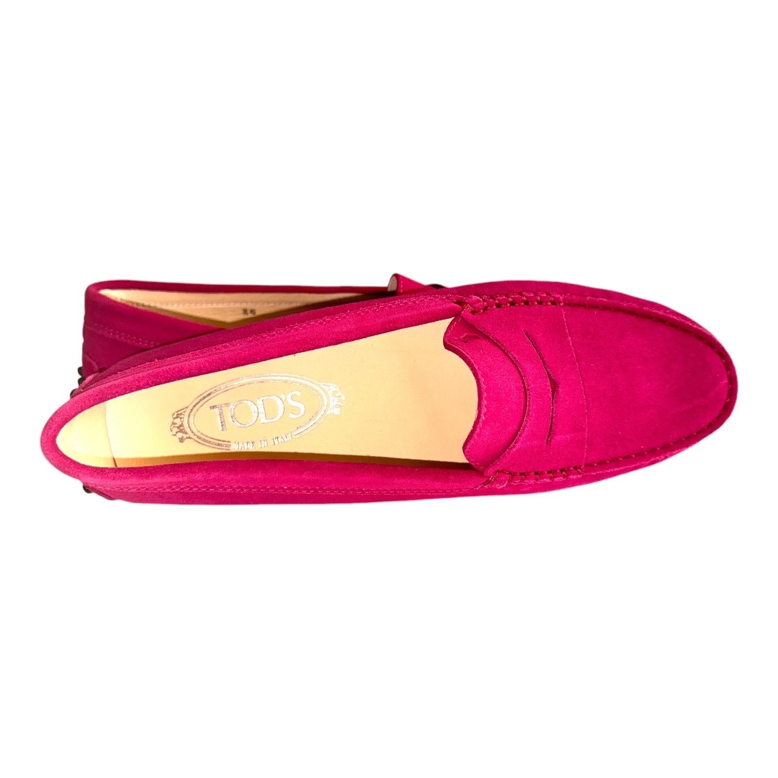 NEW Limited Tod's Hot Pink „Barbie“ Gommino Driving Moccasins Loafers 39 For Sale 1