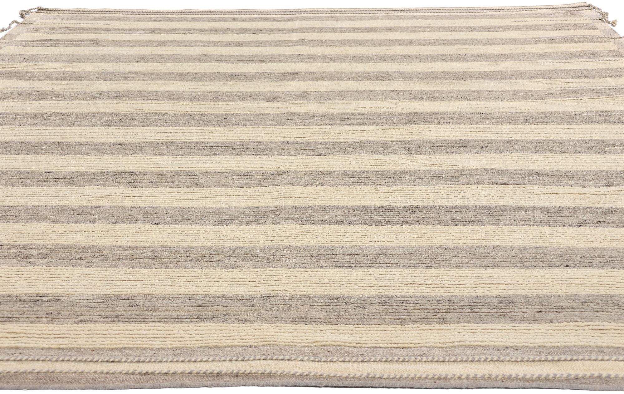 Bohémien Tappeto marocchino moderno organico New Linear Drift, 08'00 x 09'11 in vendita