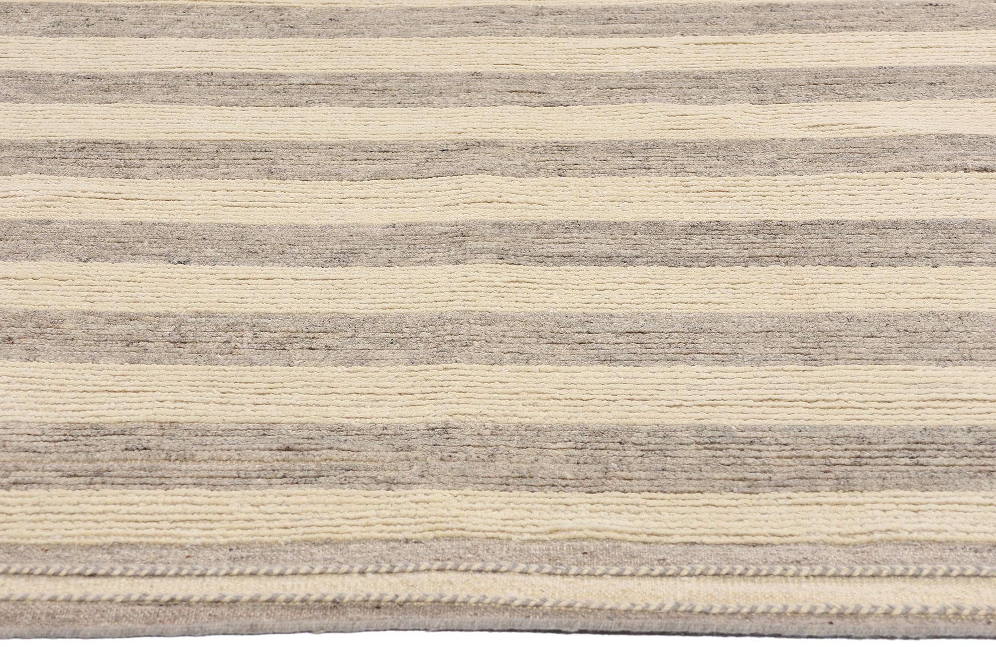 Indiano Tappeto marocchino moderno organico New Linear Drift, 08'00 x 09'11 in vendita