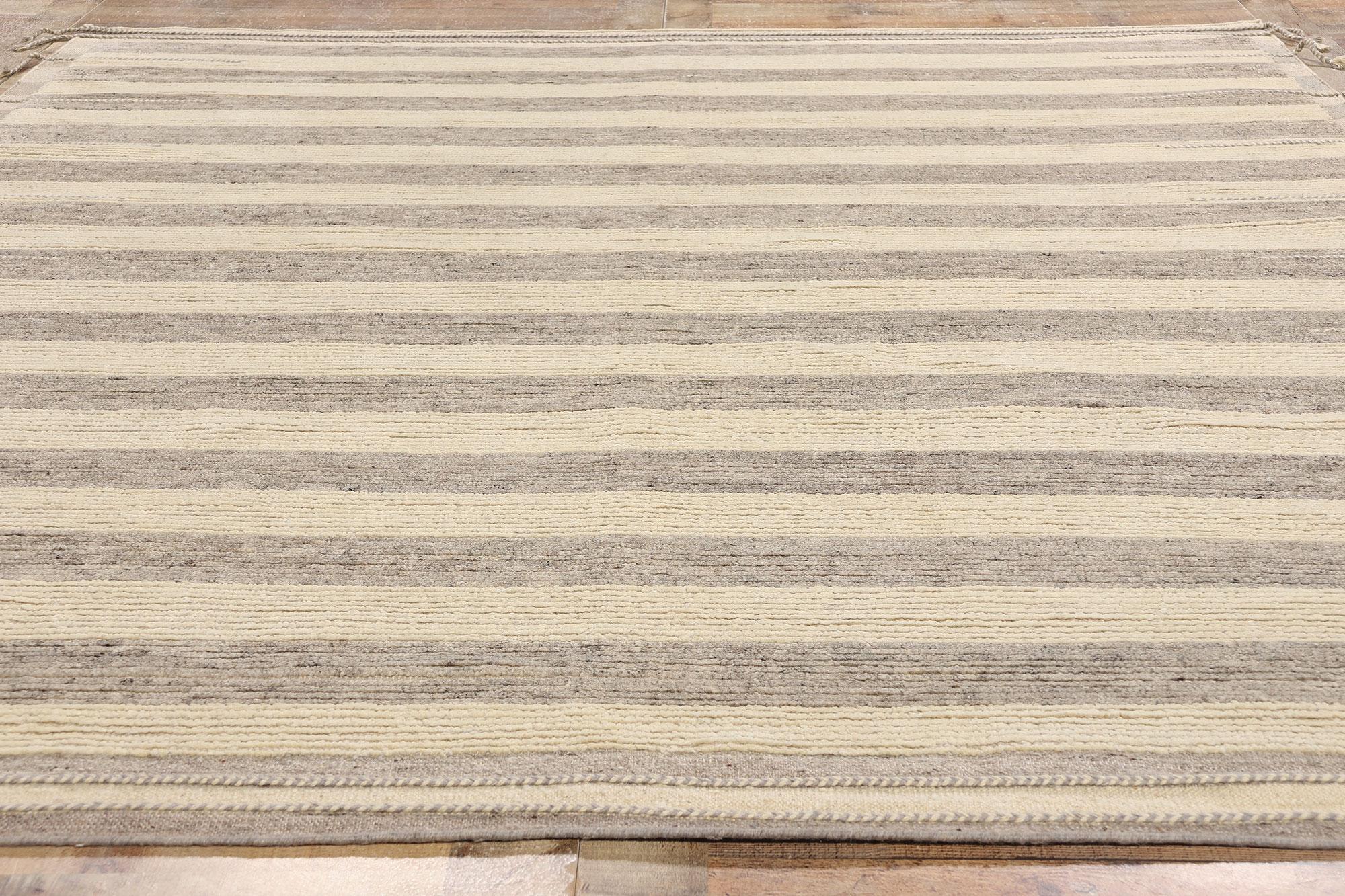 Lana Tappeto marocchino moderno organico New Linear Drift, 08'00 x 09'11 in vendita