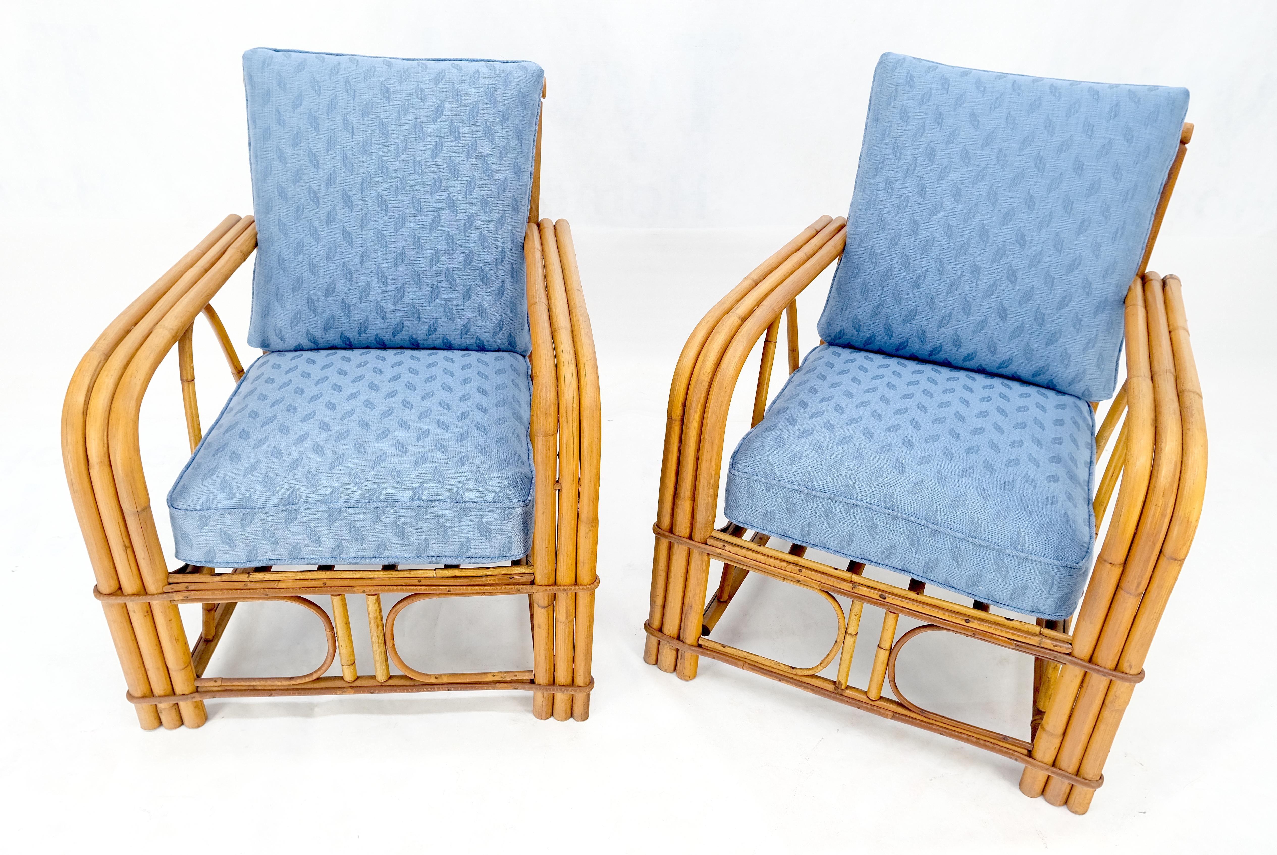 ¡Nuevo Sofá de tres plazas tapizado en lino Sofá de bambú y par de sillones MINT! en venta 7