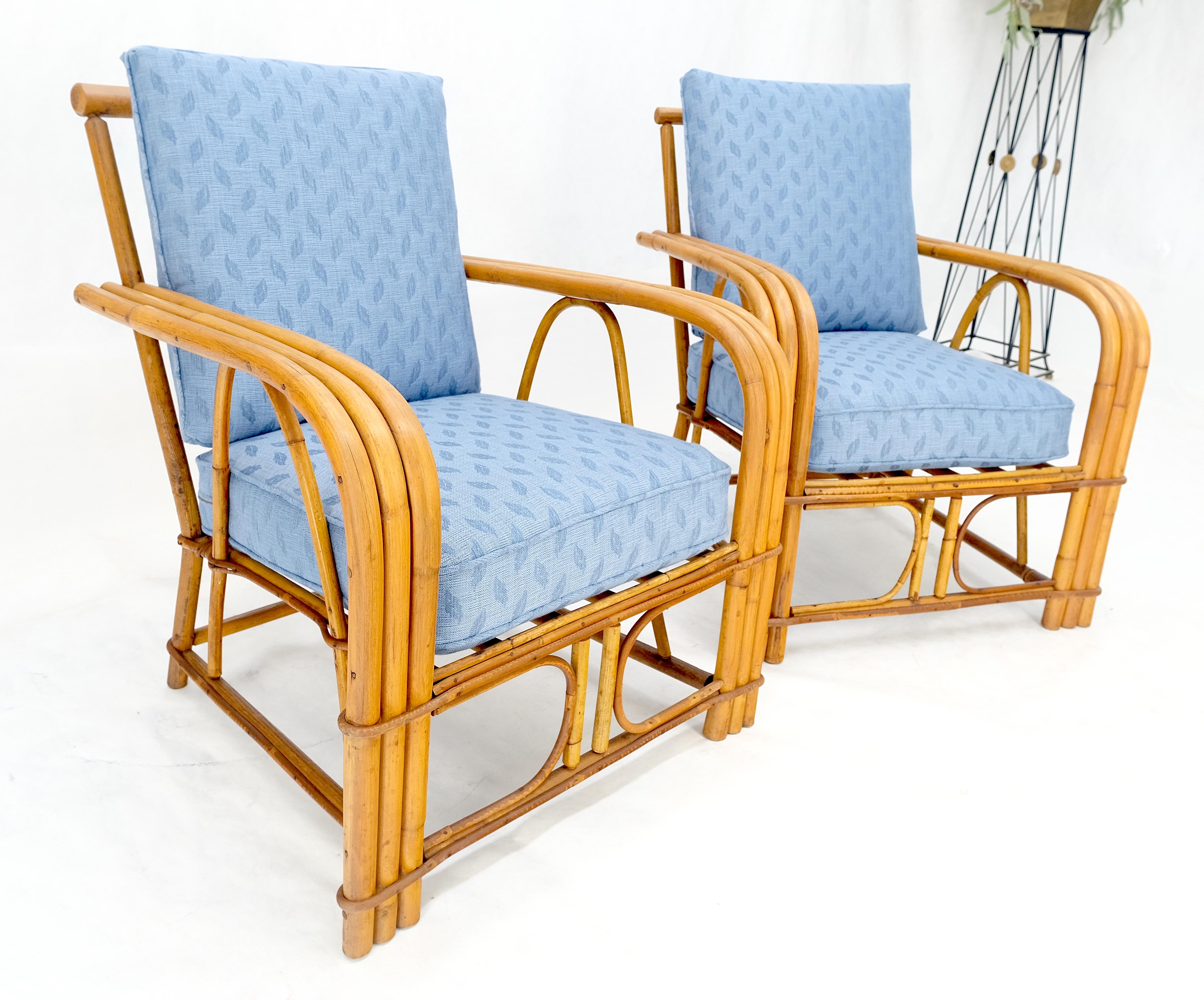 ¡Nuevo Sofá de tres plazas tapizado en lino Sofá de bambú y par de sillones MINT! en venta 10