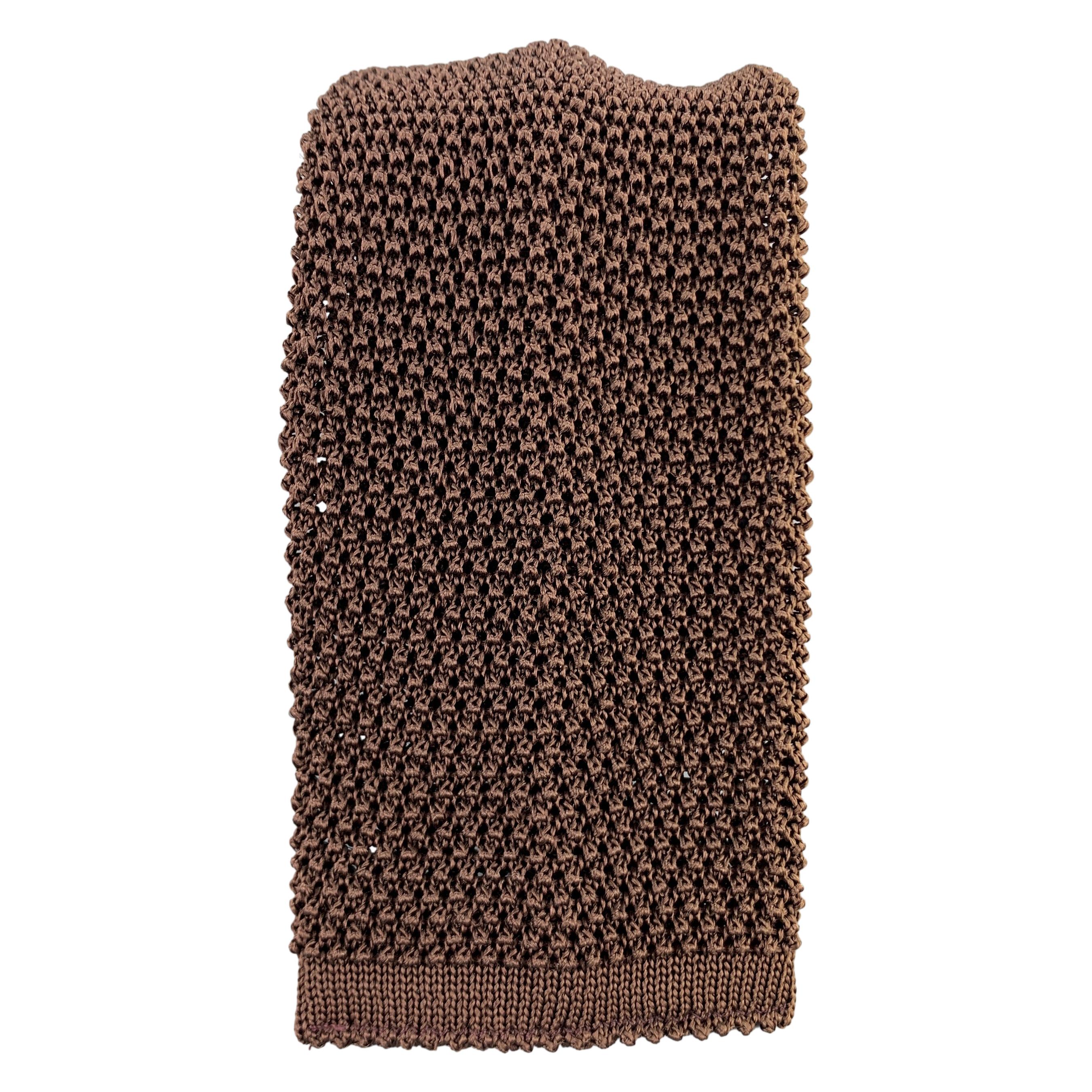 NEW & LINGWOOD Chocolate Brown Silk Textured Knit Tie