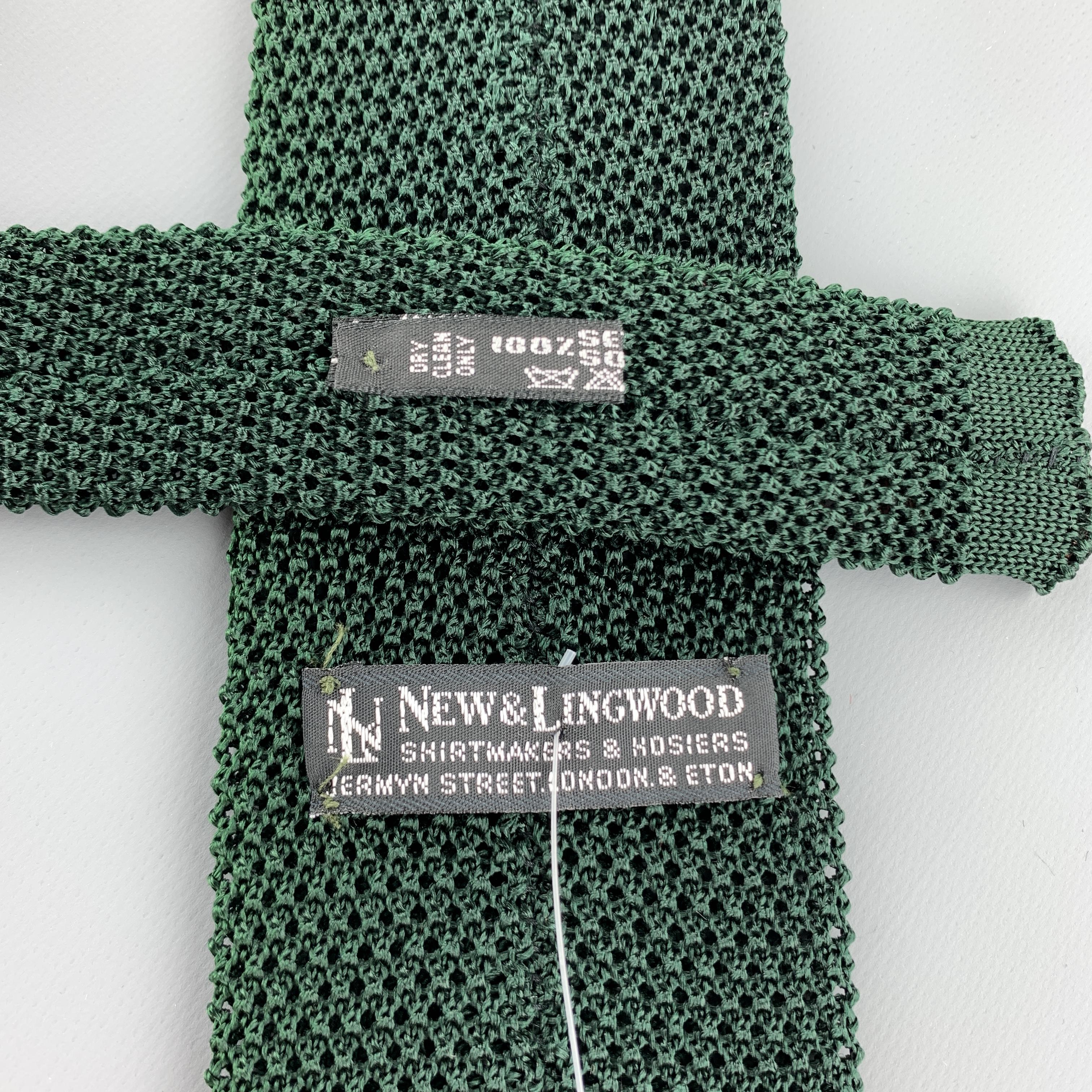 Black NEW & LINGWOOD Forest Green Silk Textured Knit Tie