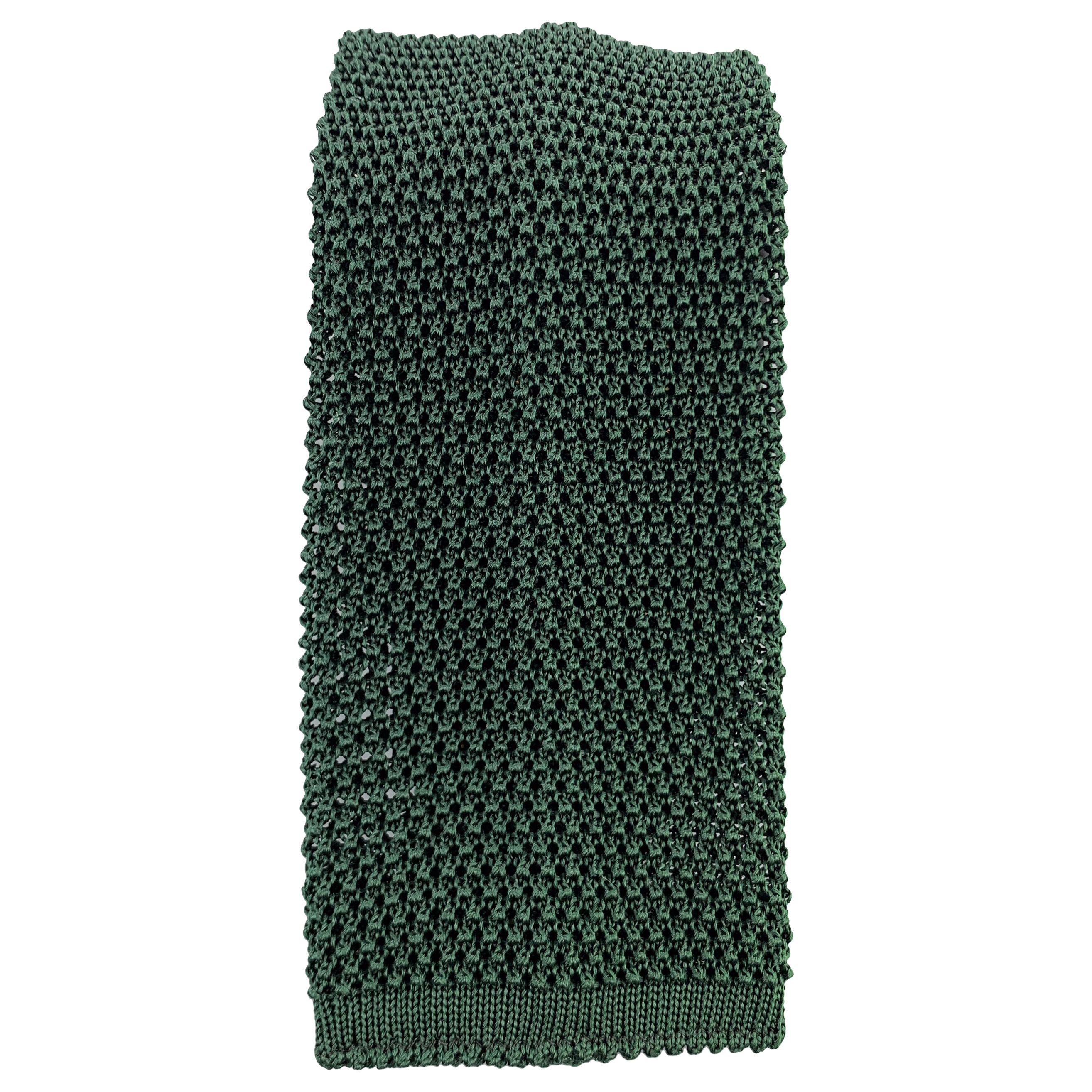 NEW & LINGWOOD Forest Green Silk Textured Knit Tie