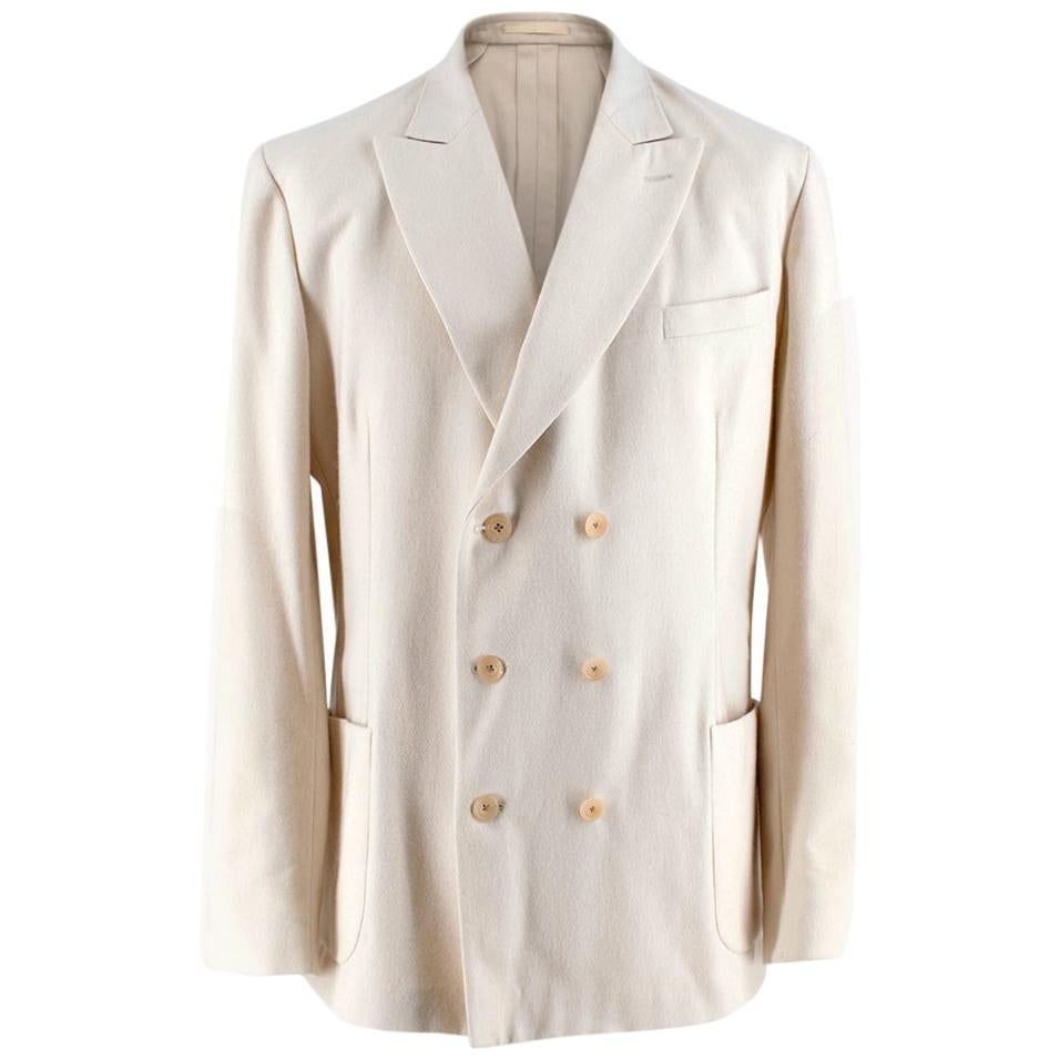 New & Lingwood Ivory Wool Double Breasted Blazer 42R