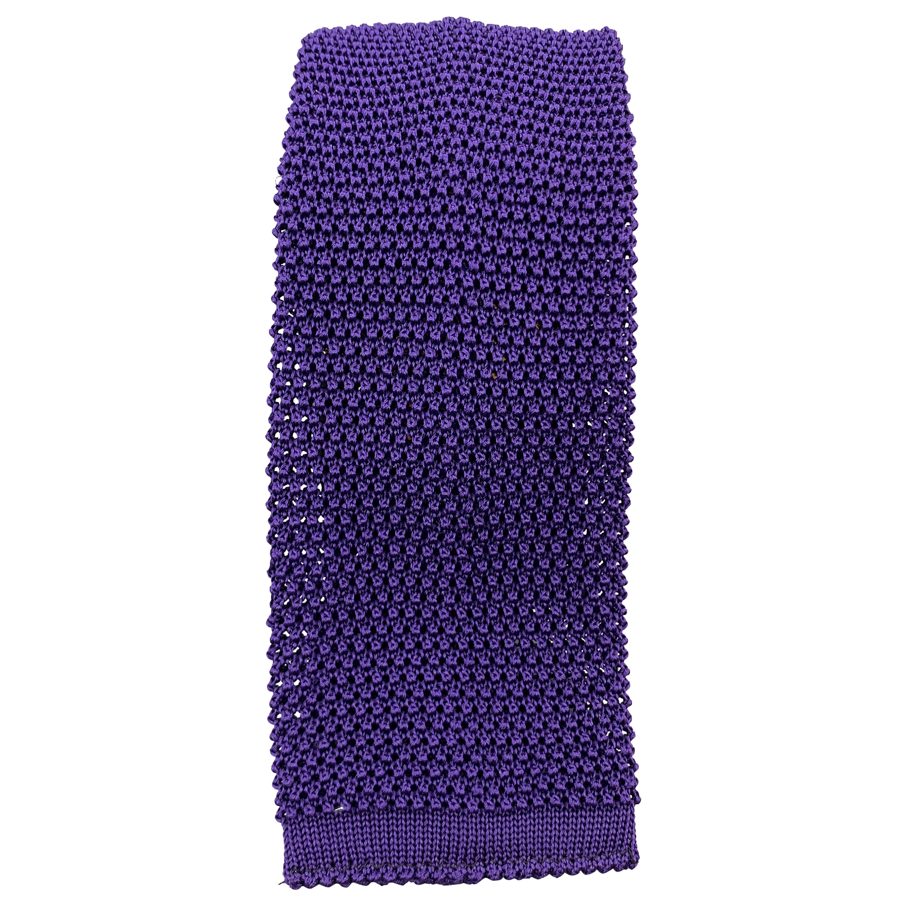 NEW & LINGWOOD Purple Textured Silk Knit Tie