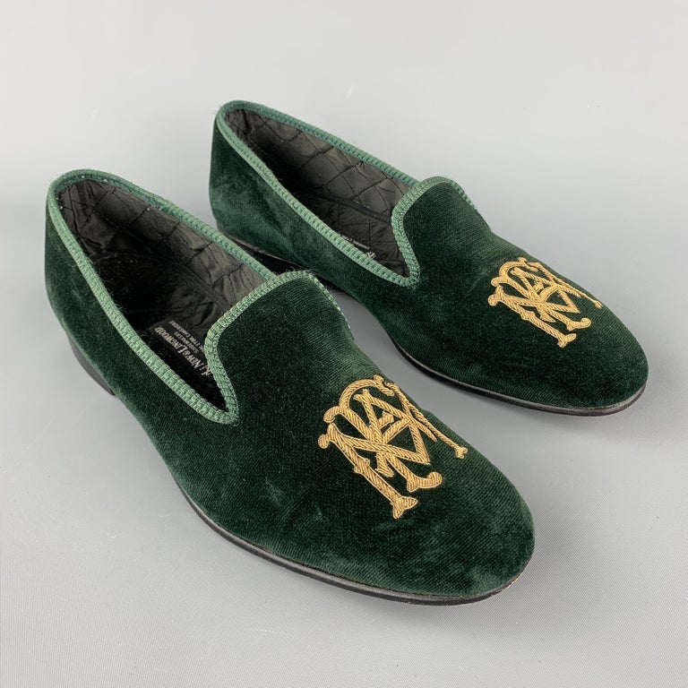 NEW and LINGWOOD Size 8 Green Velvet Slippers Loafers For