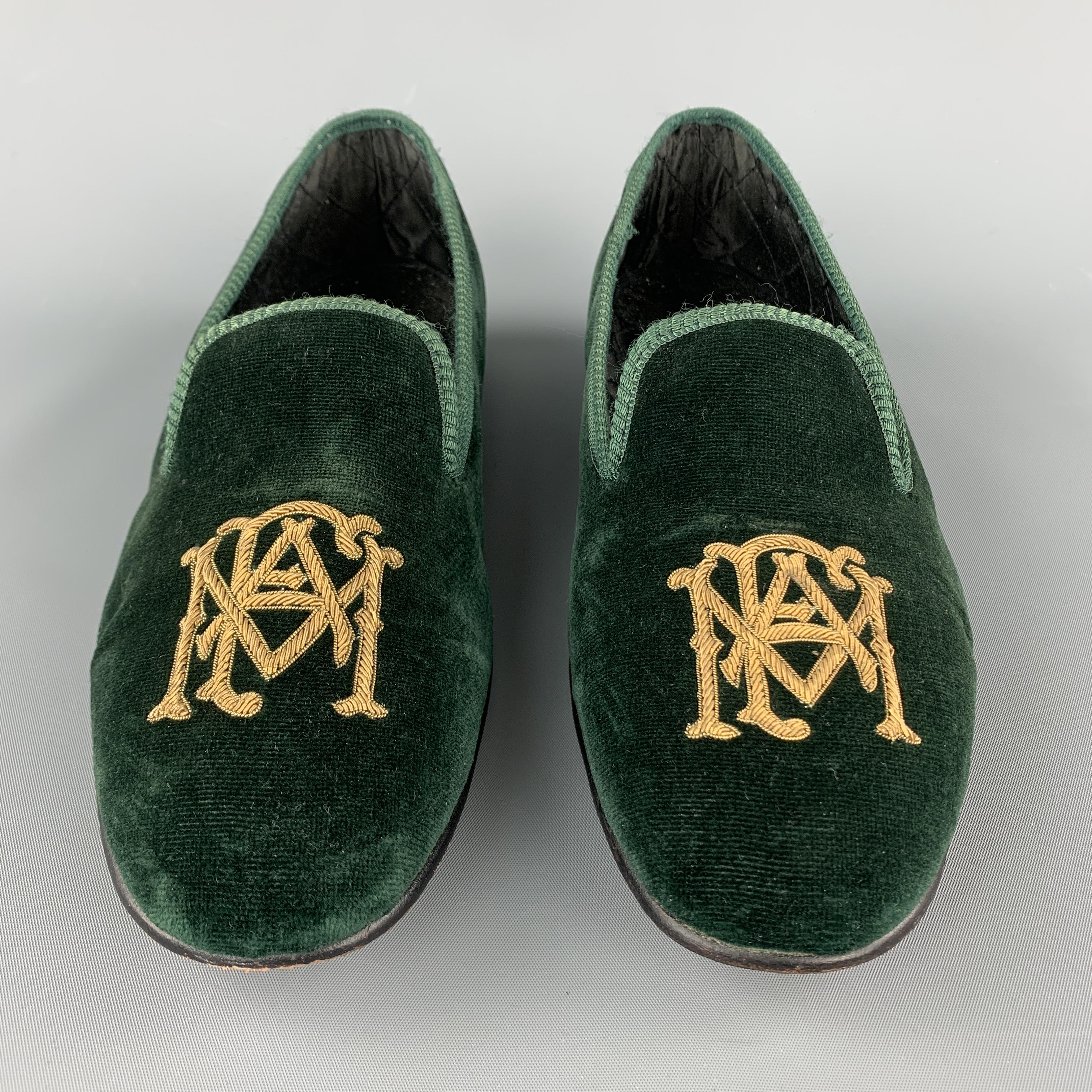 green velvet loafers