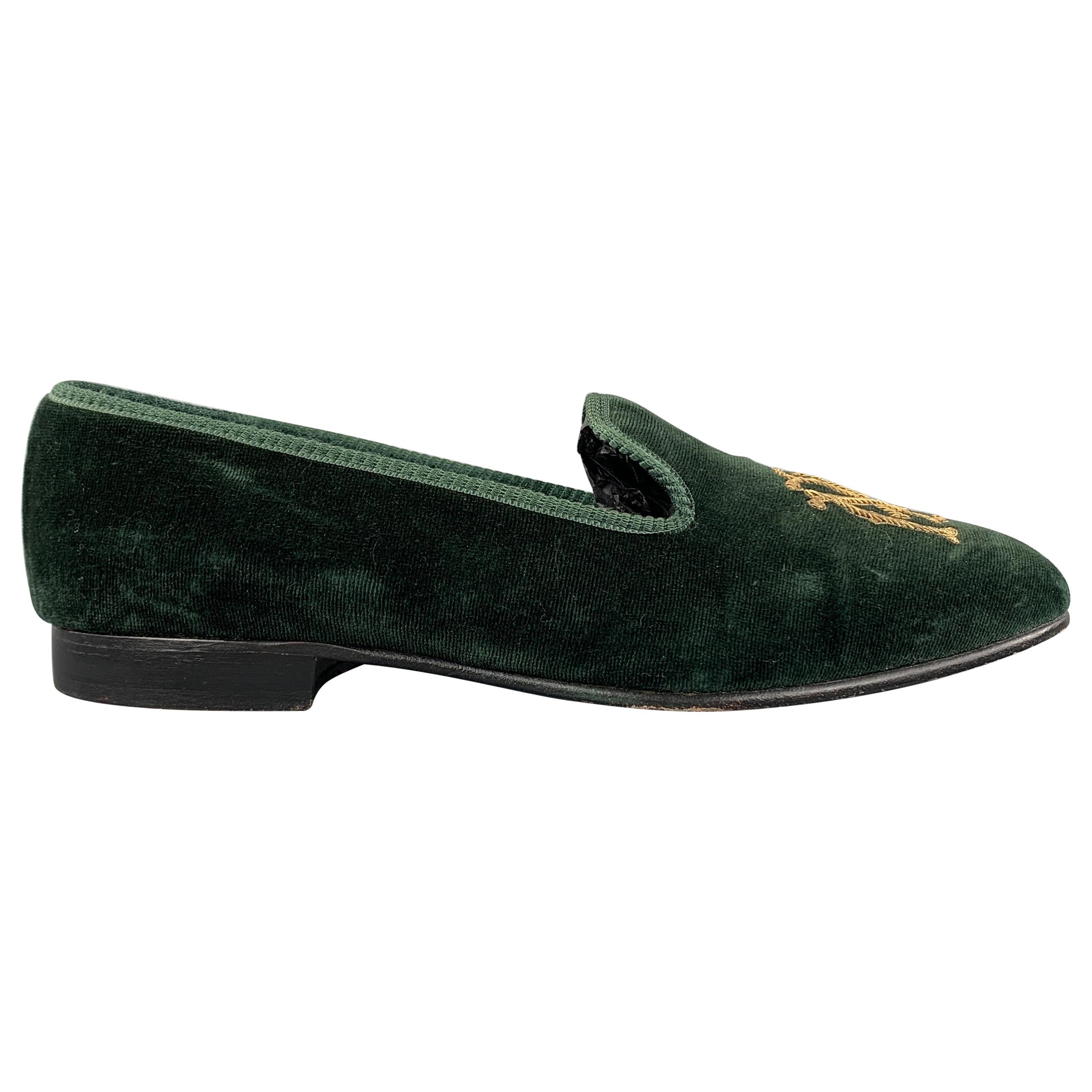 NEW and LINGWOOD Size 8 Green Velvet Slippers Loafers For Sale at ...