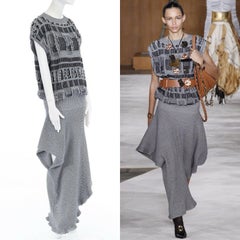 new LOEWE JW ANDERSON Runway AW16 grey geometric frayed cut out ruffle dress