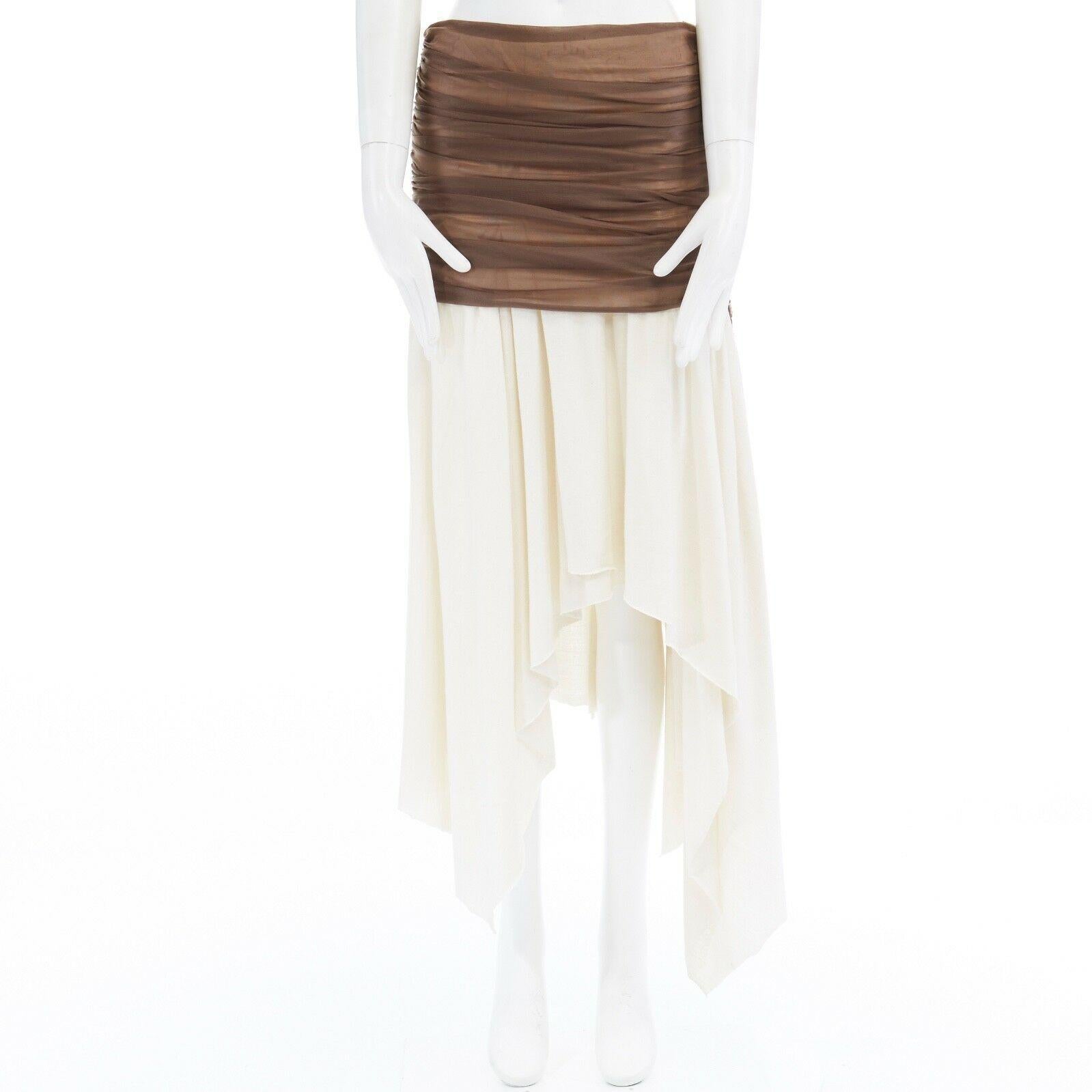Gray new LOEWE JW ANDERSON Runway AW16 ruched silk washed cotton asymmetric skirt M