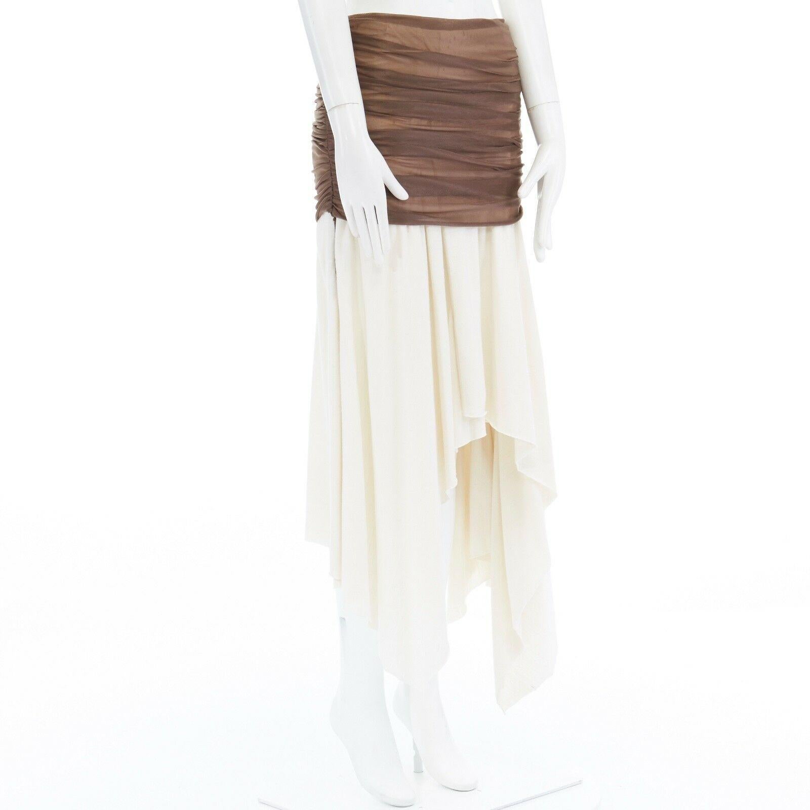 new LOEWE JW ANDERSON Runway AW16 ruched silk washed cotton asymmetric skirt M In Good Condition In Hong Kong, NT