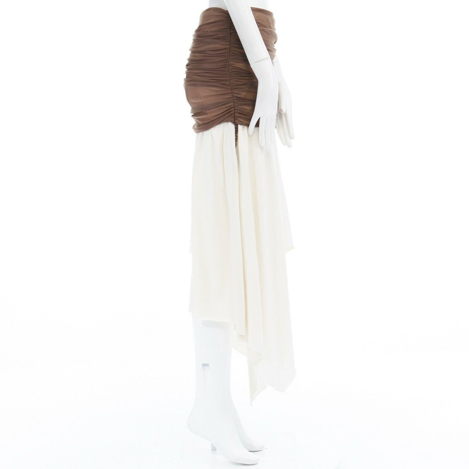 Women's new LOEWE JW ANDERSON Runway AW16 ruched silk washed cotton asymmetric skirt M