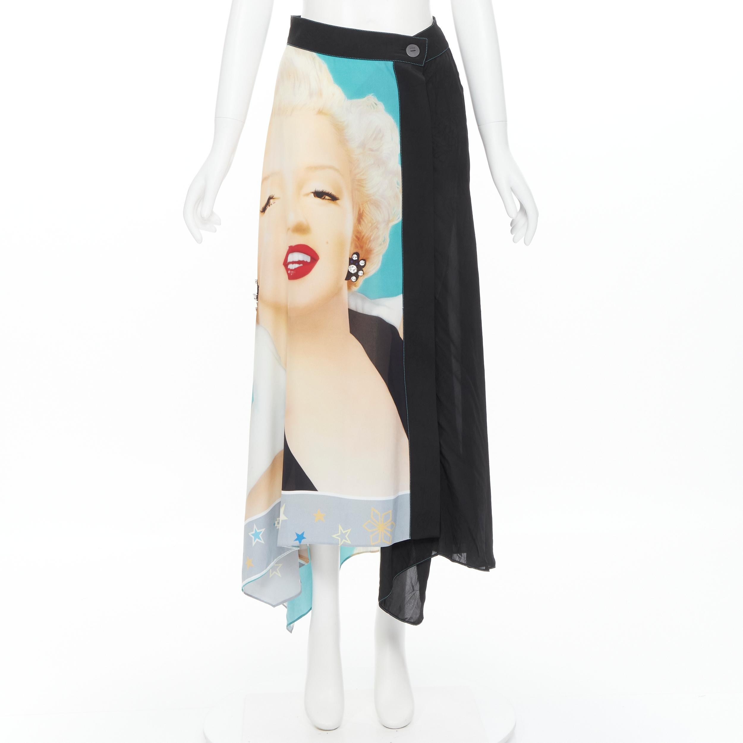new LOEWE Marilyn Monroe photo print crystal earring wrap skirt FR36 XS 3