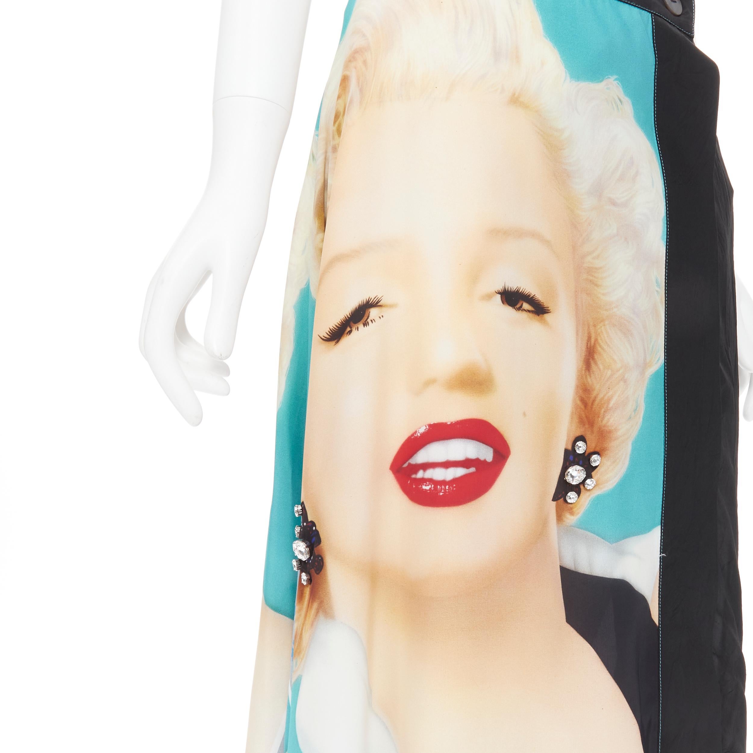 new LOEWE Marilyn Monroe photo print crystal earring wrap skirt FR36 XS In New Condition In Hong Kong, NT