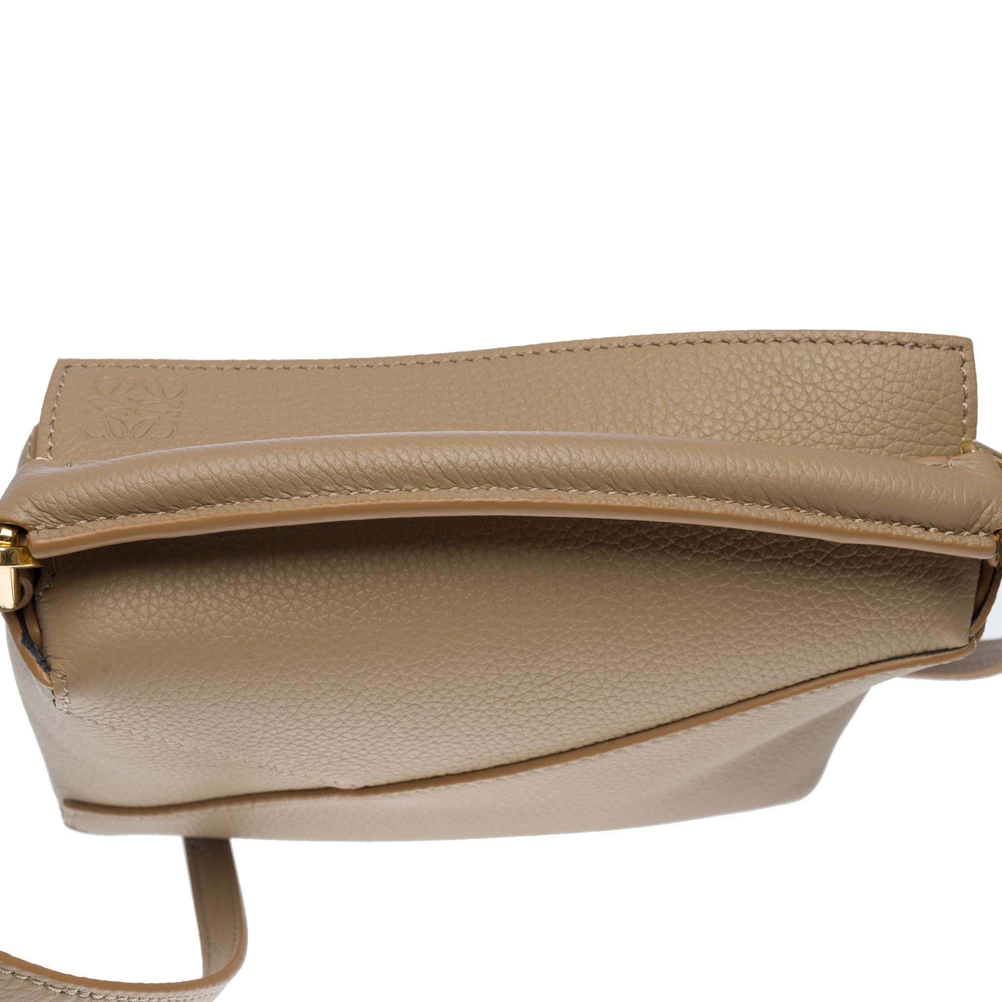 New Loewe Mini Puzzle handbag strap in grey calfskin, GHW For Sale 2