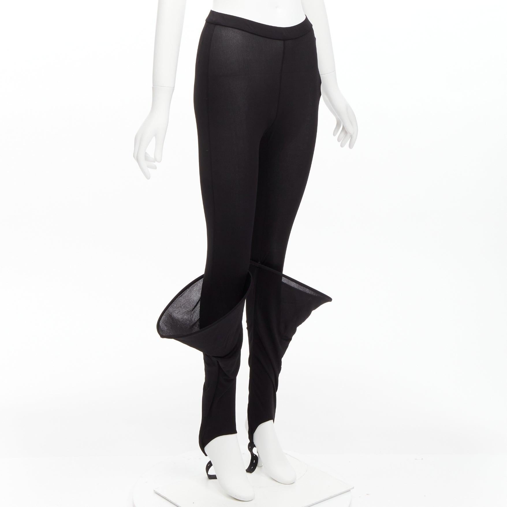 Nero nuovo LOEWE Runway Hoop nero 3D polsino semi trasparente pantaloni legging FR36 S