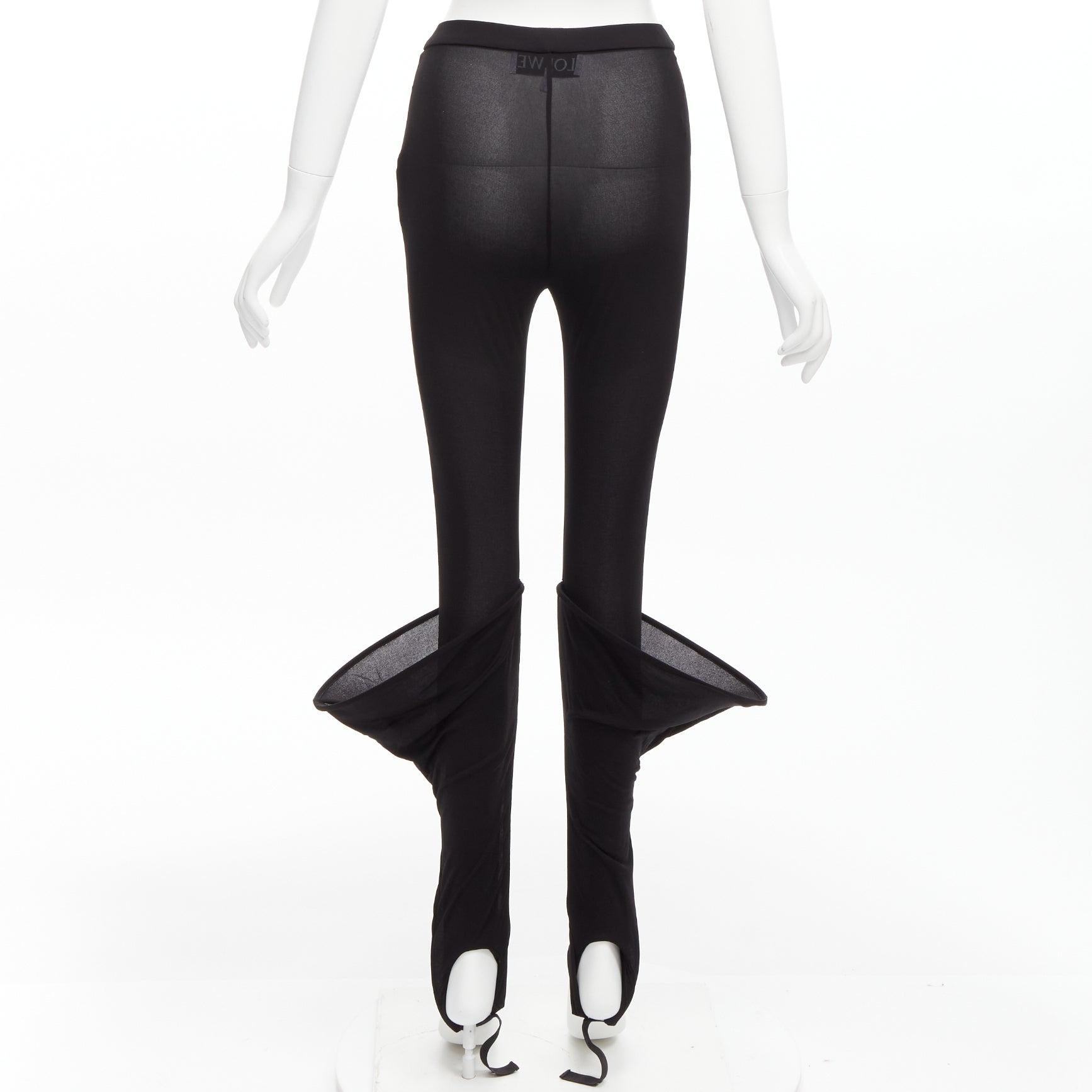 new LOEWE Runway Hoop black 3D cuff semi sheer stirred up legging pants FR36 S Pour femmes en vente