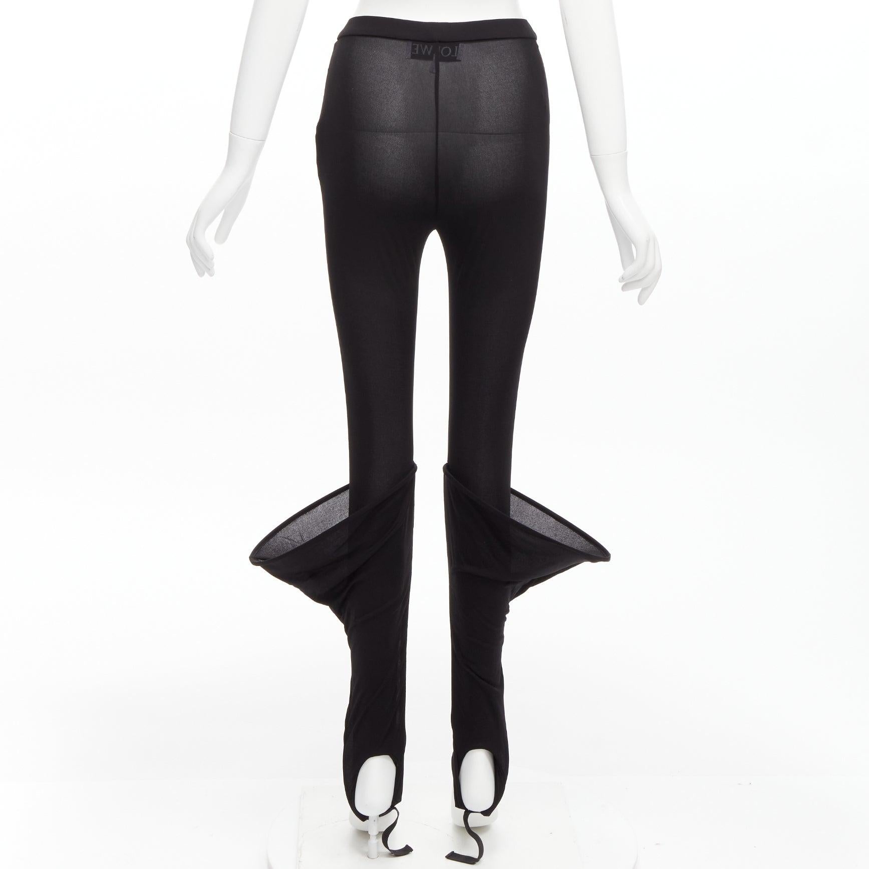 Donna nuovo LOEWE Runway Hoop nero 3D polsino semi trasparente pantaloni legging FR36 S