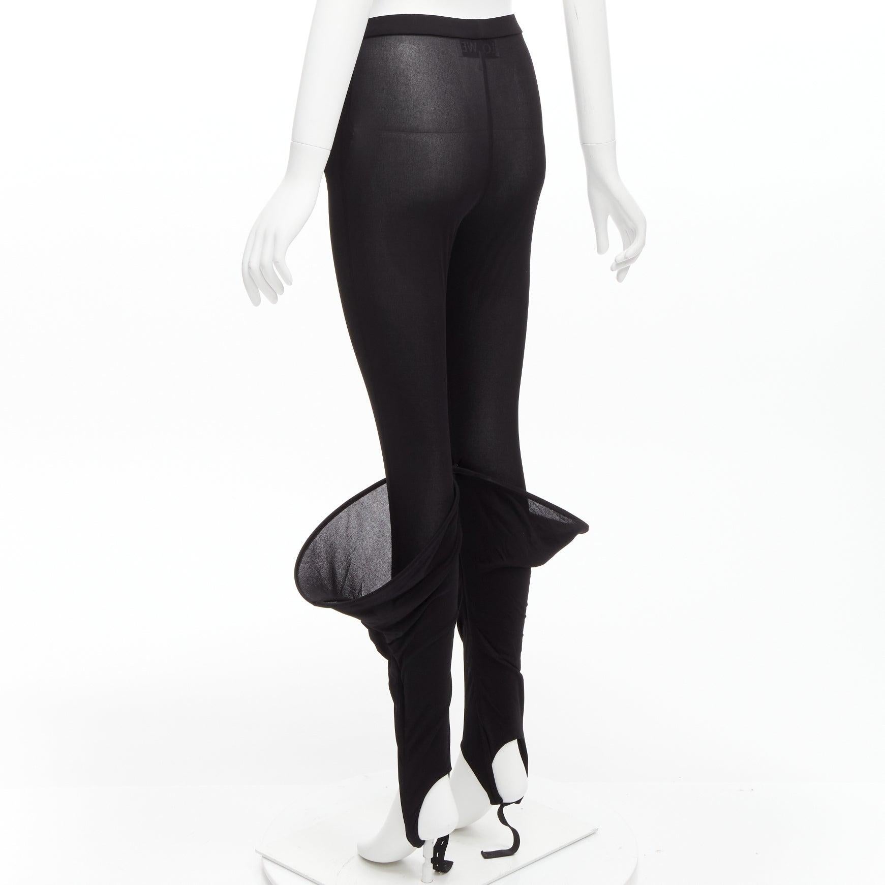 neu LOEWE Runway Hoop schwarzes 3D-Bündchen halb durchsichtige aufgewühlte Leggings FR36 S im Angebot 1