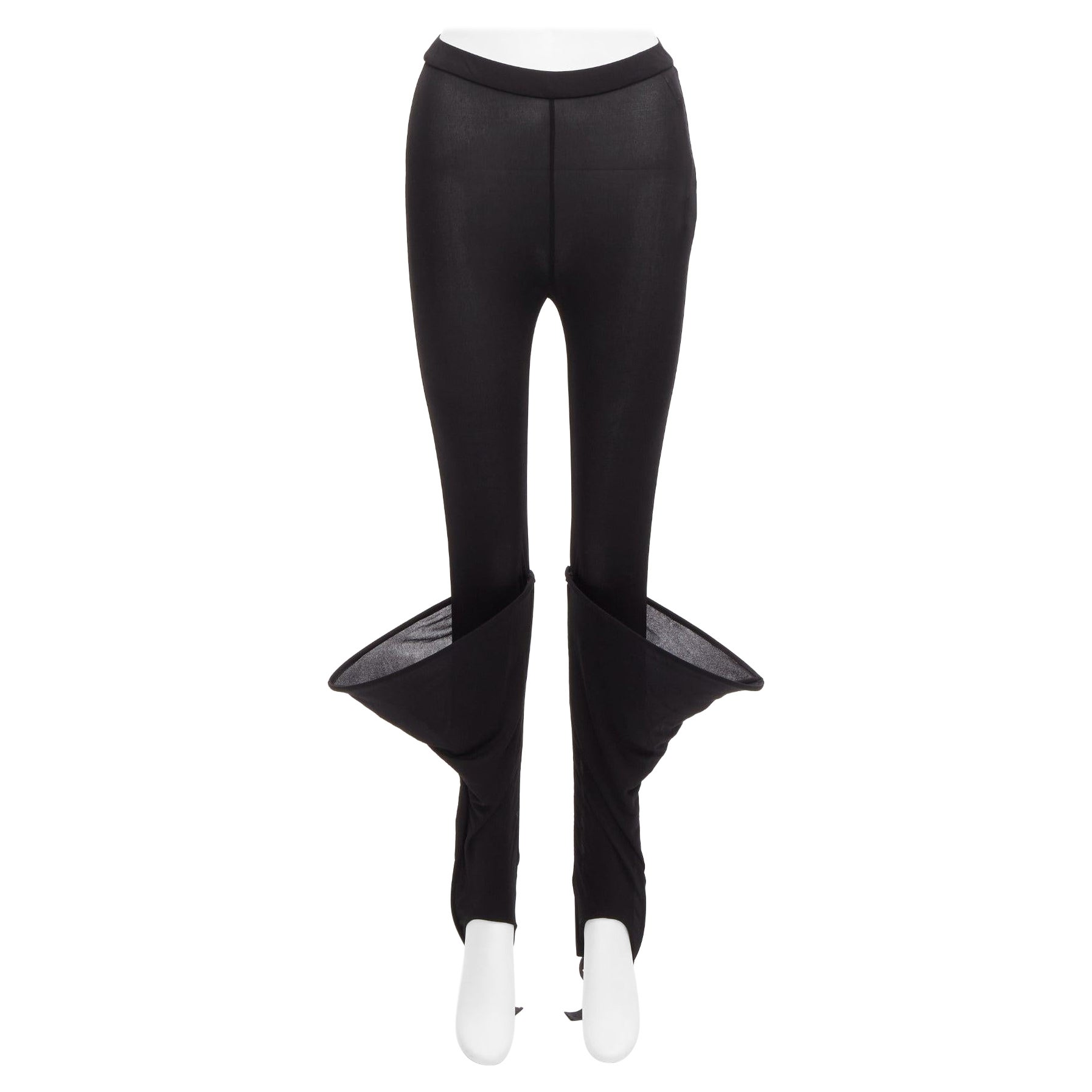 new LOEWE Runway Hoop black 3D cuff semi sheer stirred up legging pants FR36 S