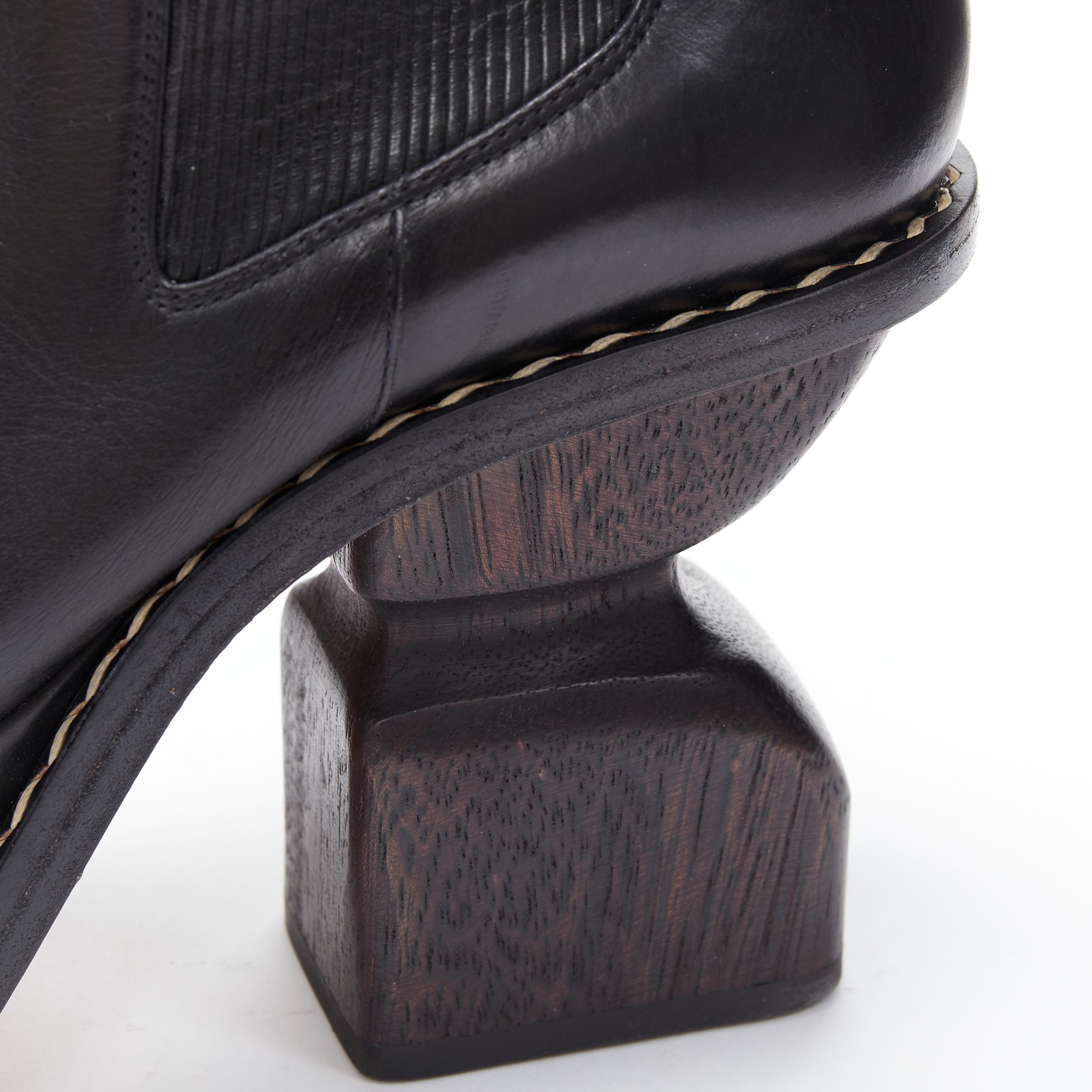 new LOEWE Runway sculpted wooden heel platform square toe ankel boot EU39 1