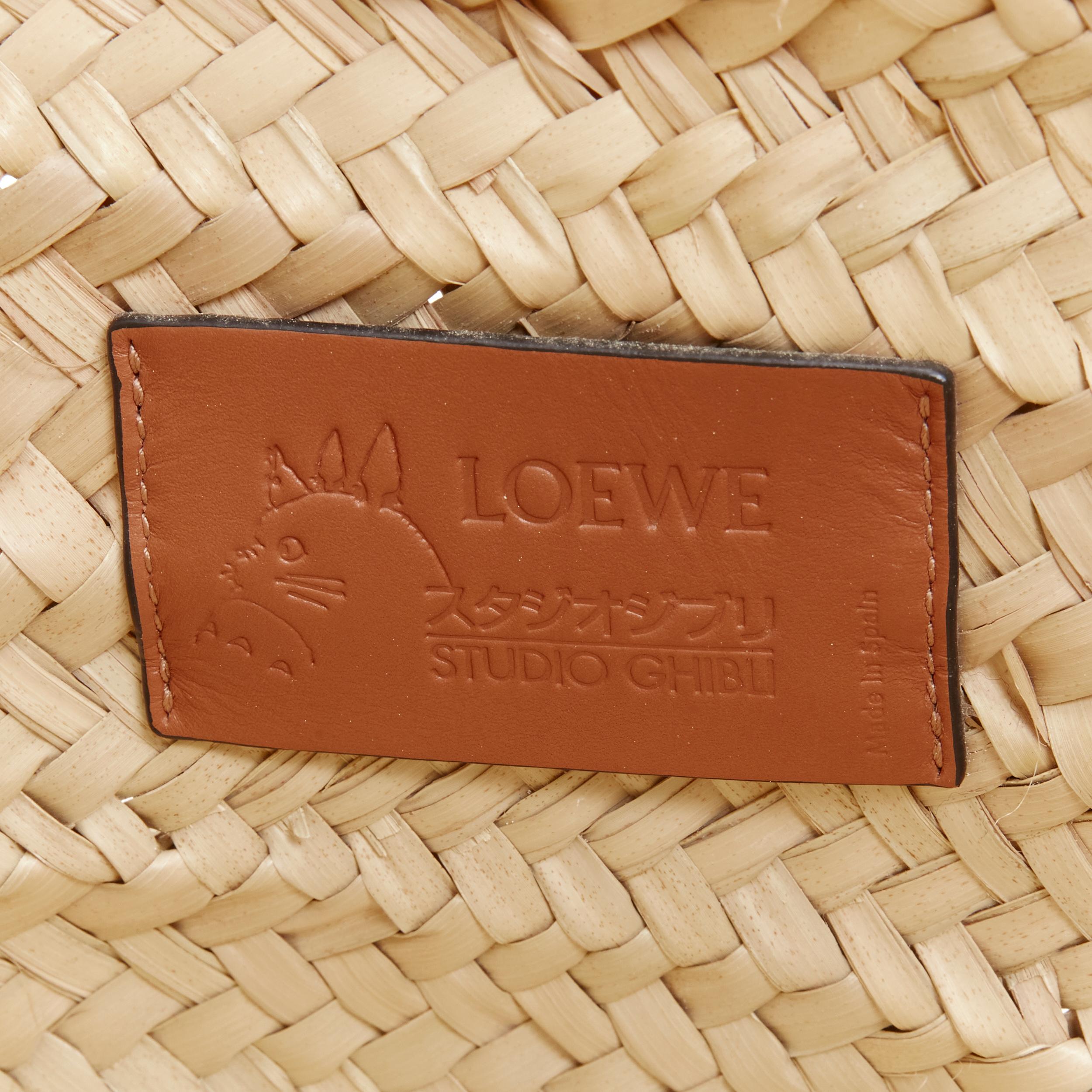 new LOEWE Studio Ghibli Totoro Dust Bunnies Anagram logo small raffia basket bag For Sale 4