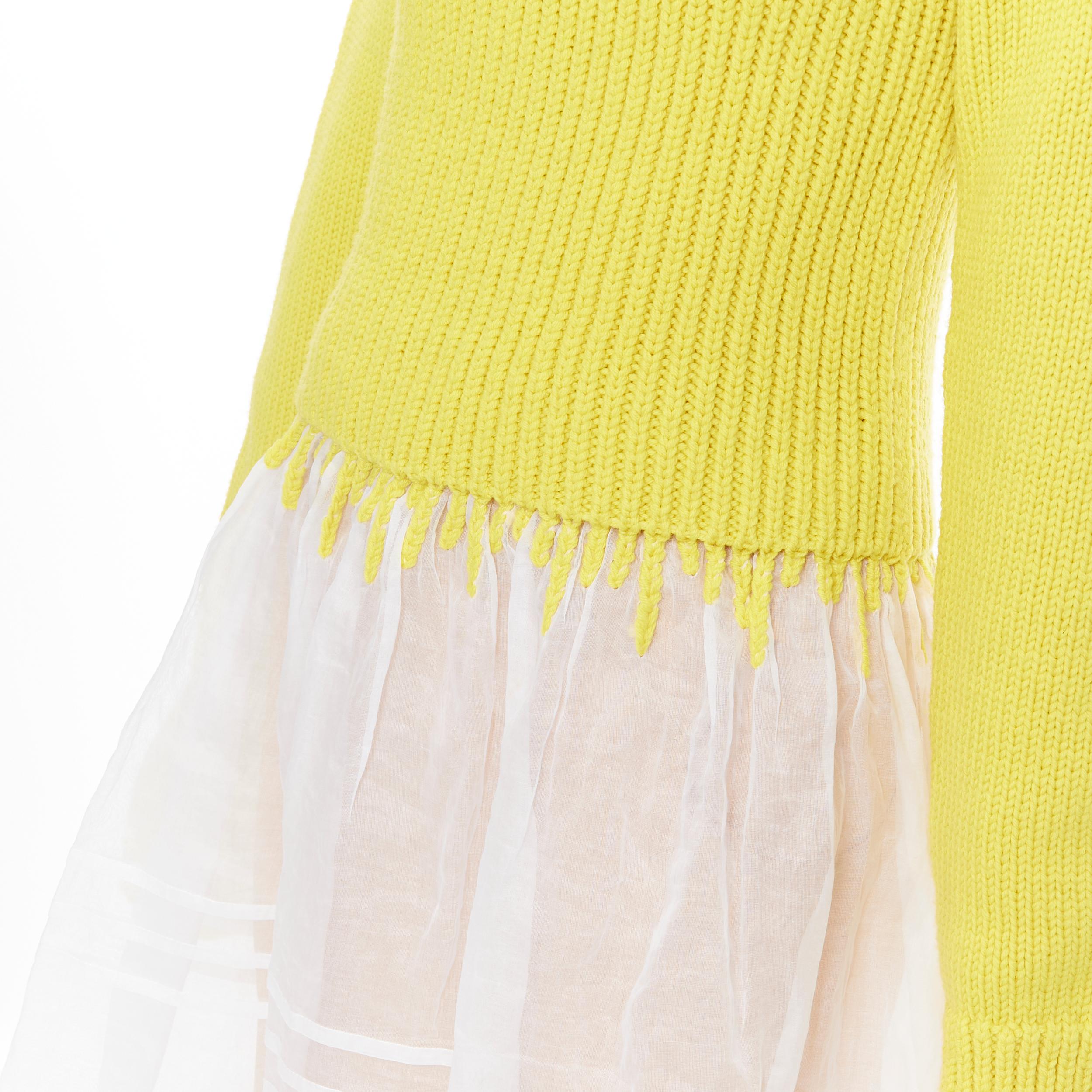 new LOEWE yellow wool chunky knit turtleneck sweater sheer skirt dress M 
Reference: TGAS/B01051 
Brand: Loewe 
Designer: JW Andersdon 
Material: Wool 
Color: Yellow 
Pattern: Solid 
Extra Detail: Detachable nude slip camisole dress. 
Made in: Italy
