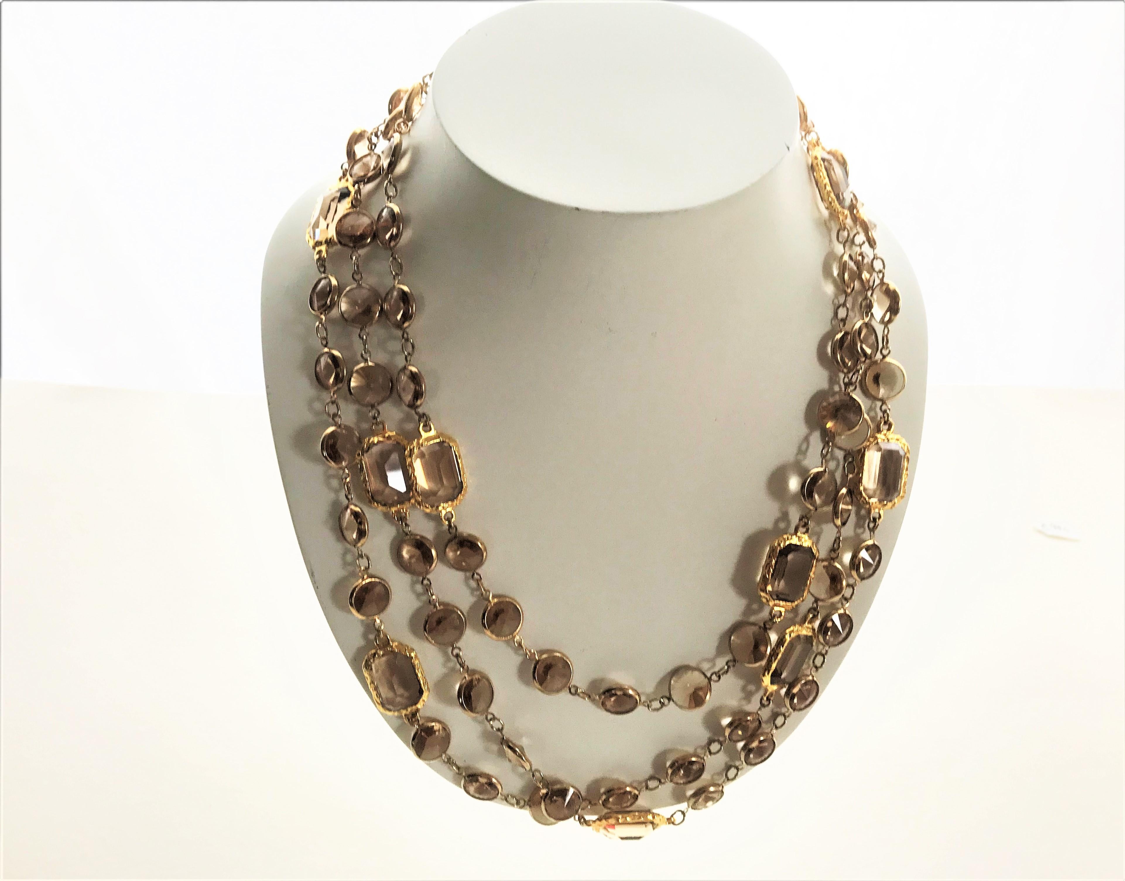New long Chicklet necklace like the Chanel, Swarovski crystals gold plated  In New Condition In Stuttgart, DE