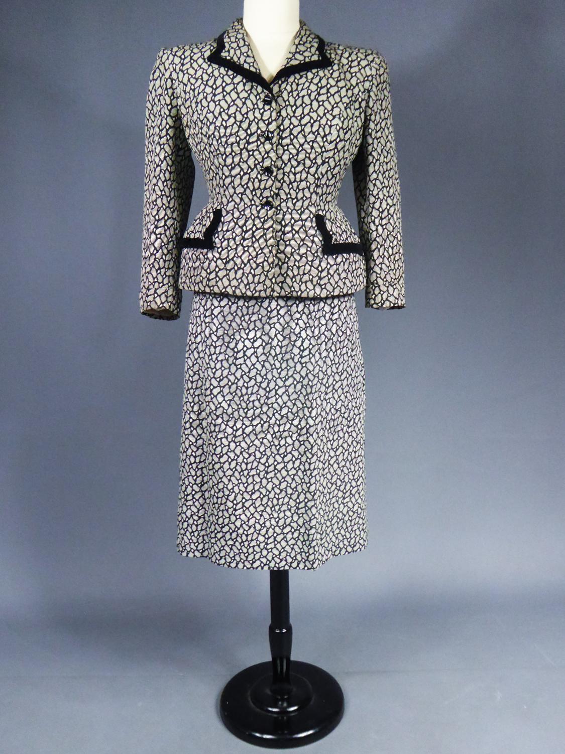 New Look Bar Skirt Suit Circa 1945/1950 In Good Condition In Toulon, FR