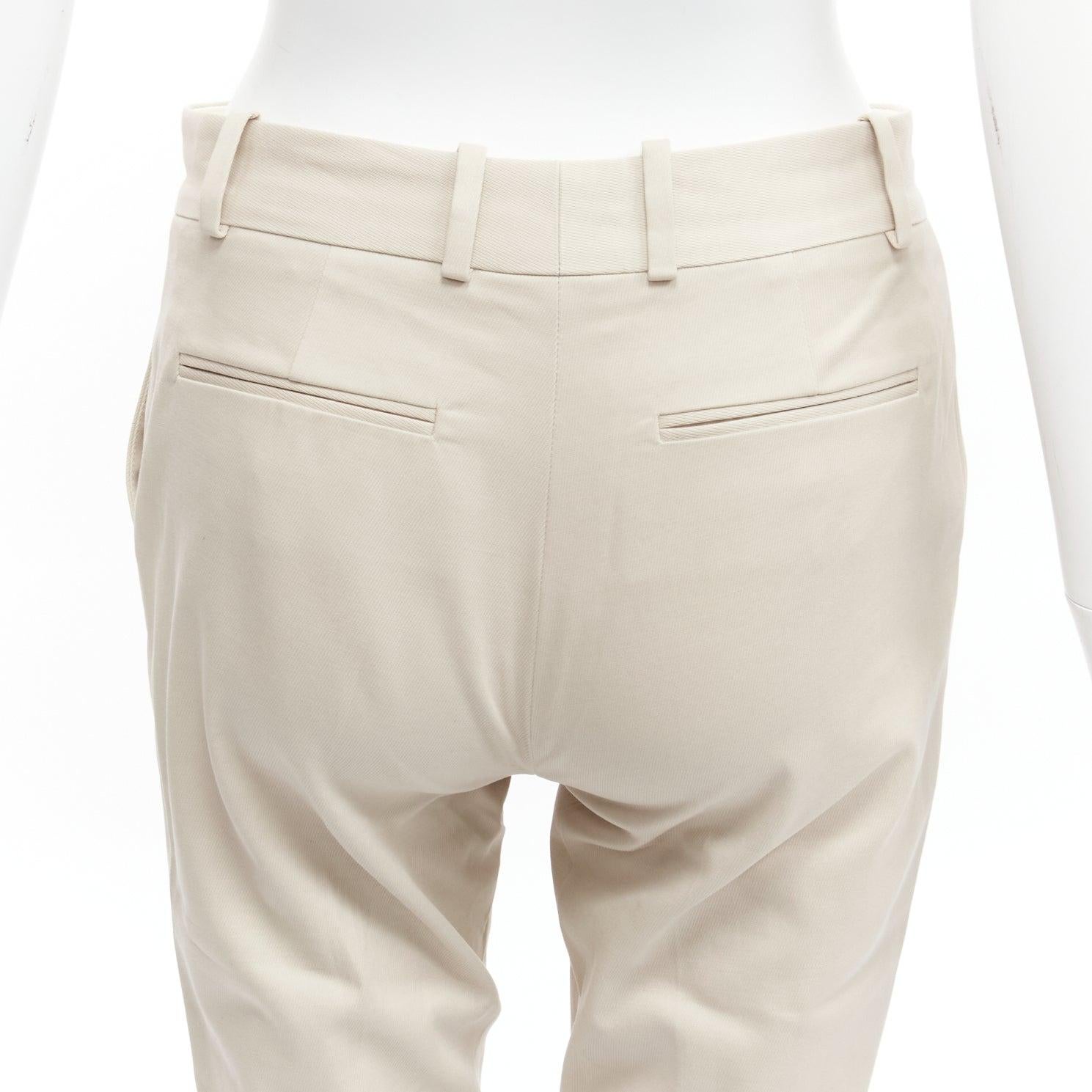 new LORO PIANA beige cotton blend mid waist classic tapered cropped pants 4