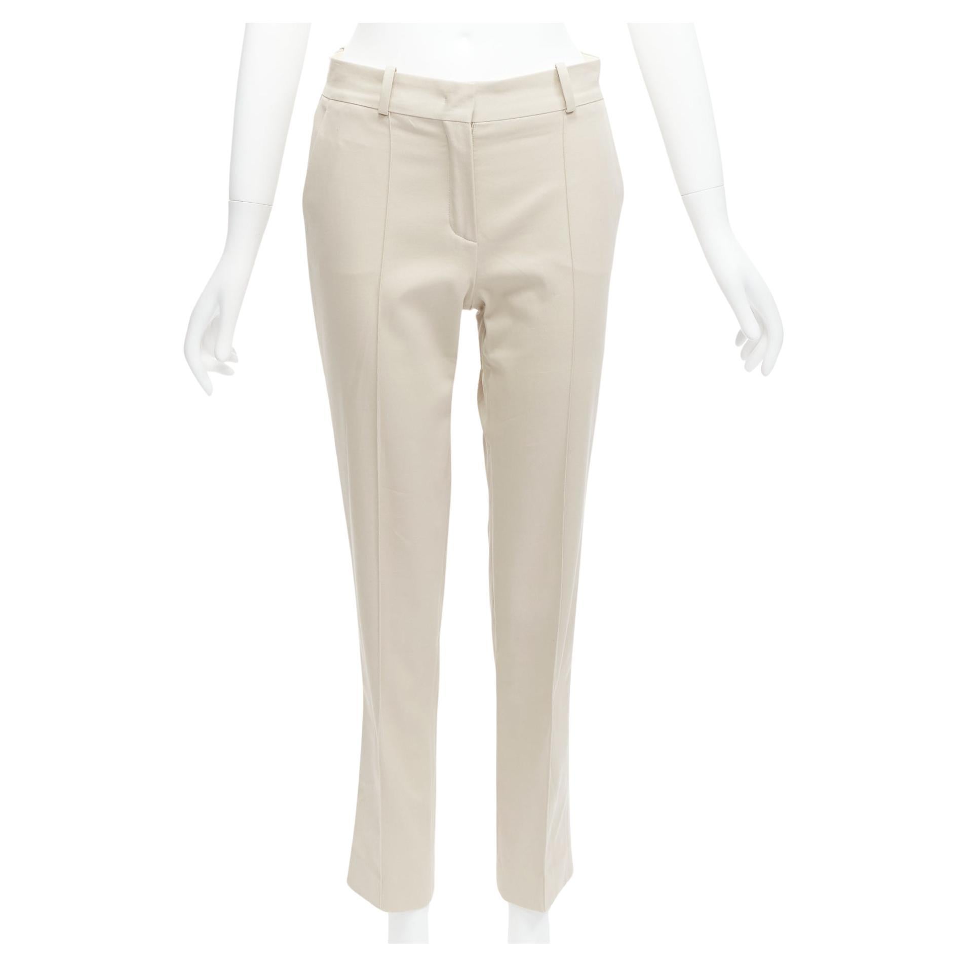 new LORO PIANA beige cotton blend mid waist classic tapered cropped pants