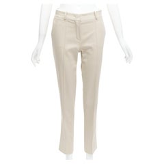new LORO PIANA beige cotton blend mid waist classic tapered cropped pants