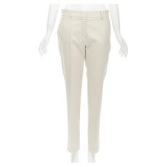 new LORO PIANA beige cotton blend pleat front cropped trousers IT42 M