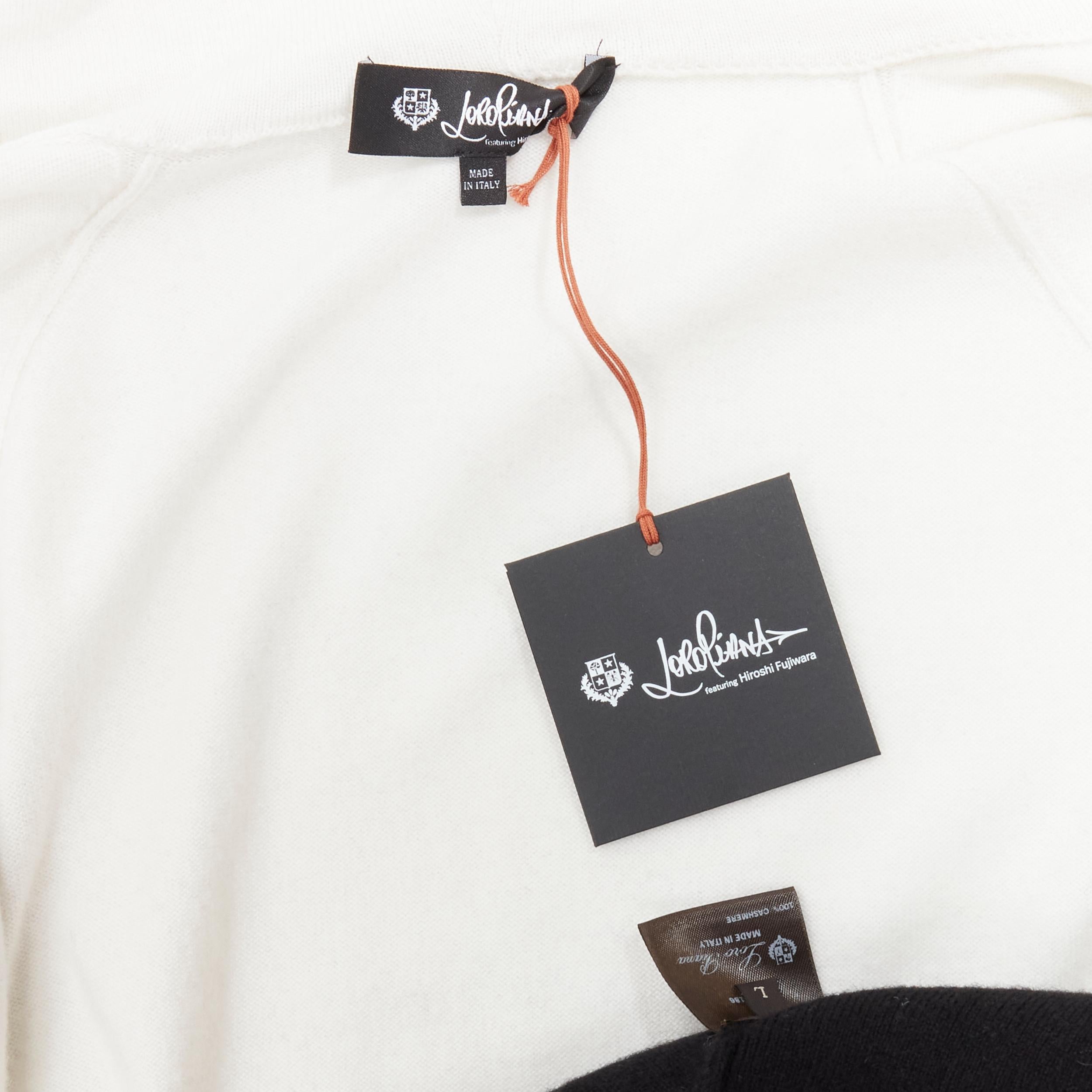 new LORO PIANA HIROSHI FUJIWARA 100% cashmere  hooded black white hoodie L 4
