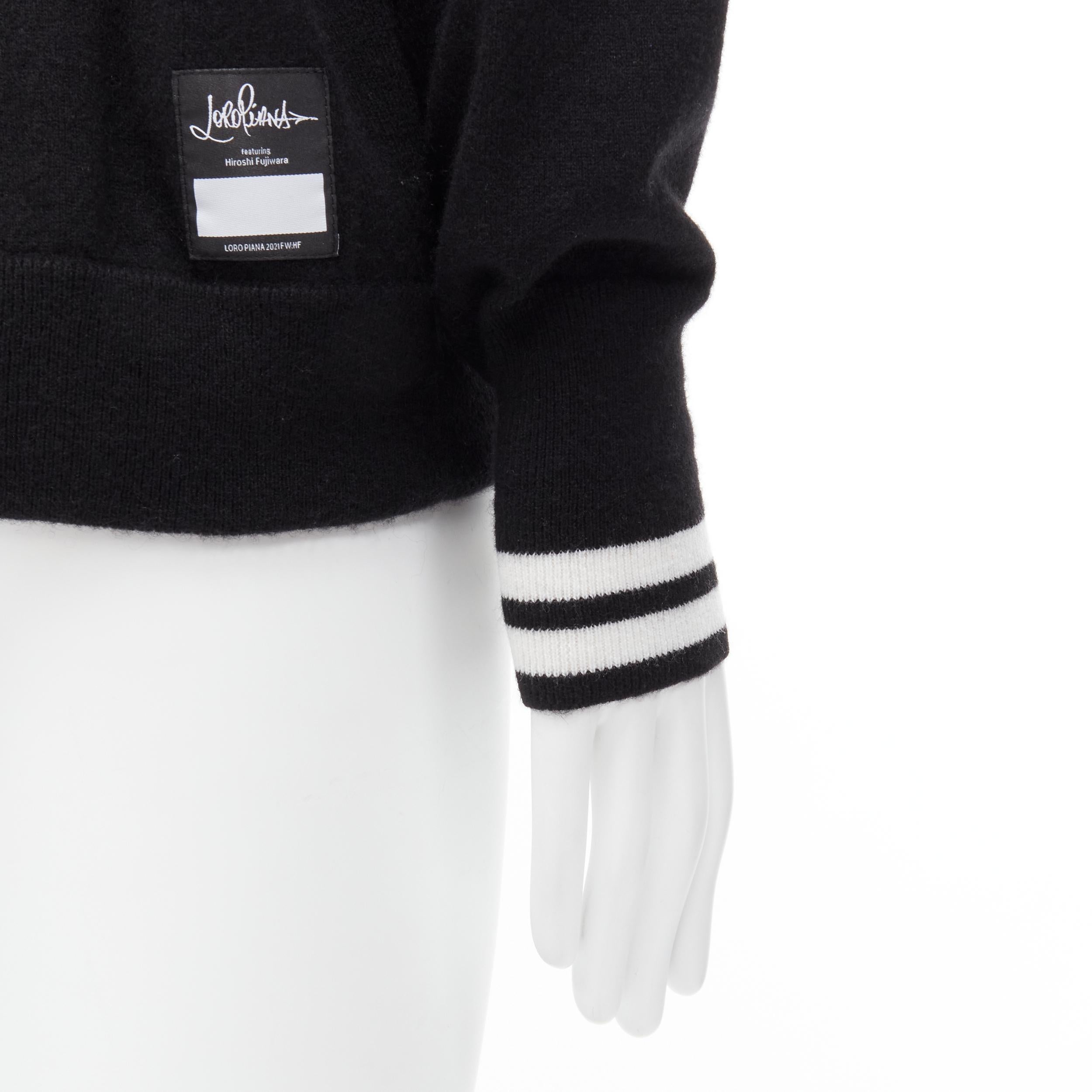 new LORO PIANA HIROSHI FUJIWARA 100% cashmere hooded black white hoodie L 
Reference: JOMK/A00025 
Brand: Loro Piana 
Designer: Loro Piana 
Collection: 2021 Runway 
Material: Cashmere 
Color: Black 
Pattern: Solid 
Closure: Logo 
Extra Detail: