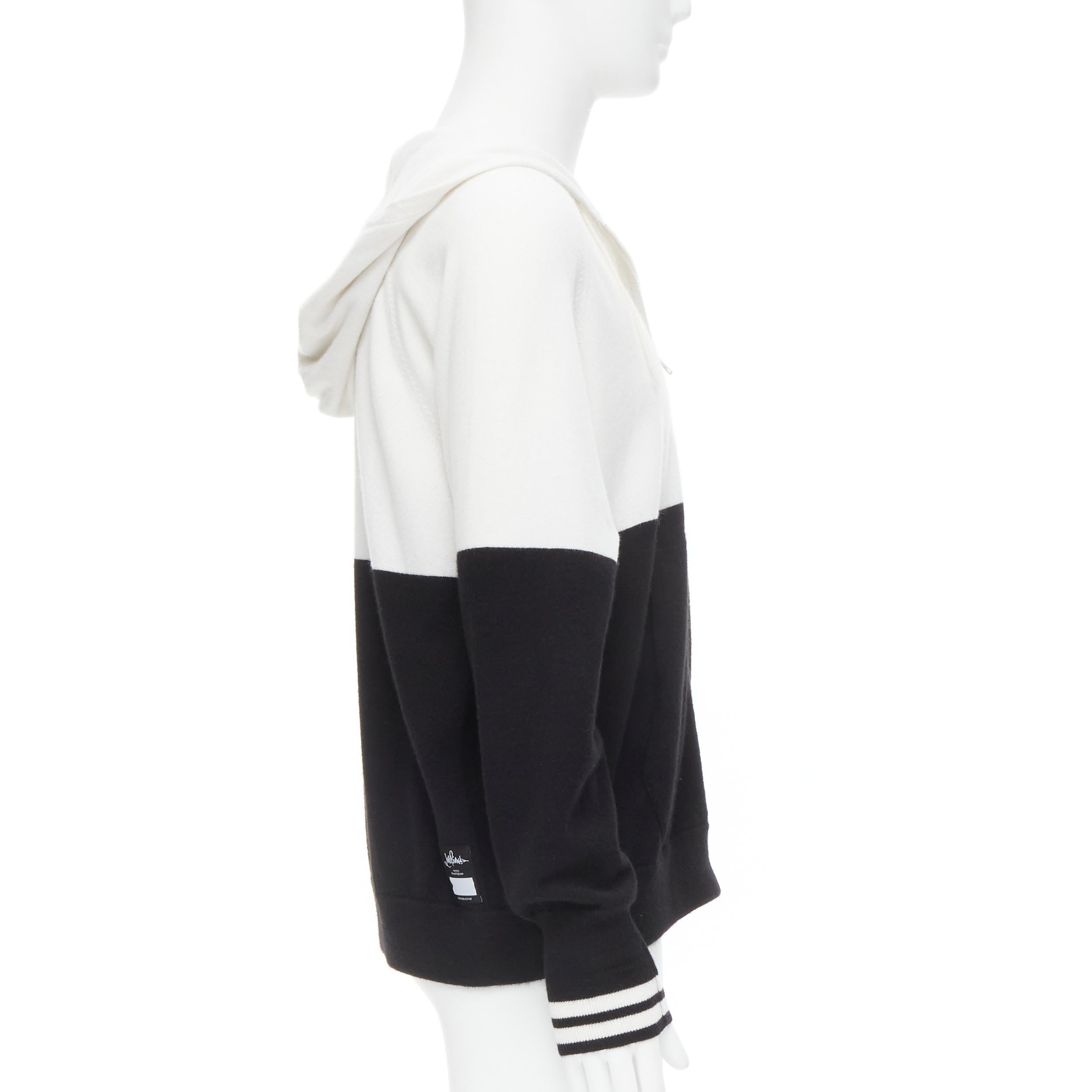 Black new LORO PIANA HIROSHI FUJIWARA 100% cashmere  hooded black white hoodie L