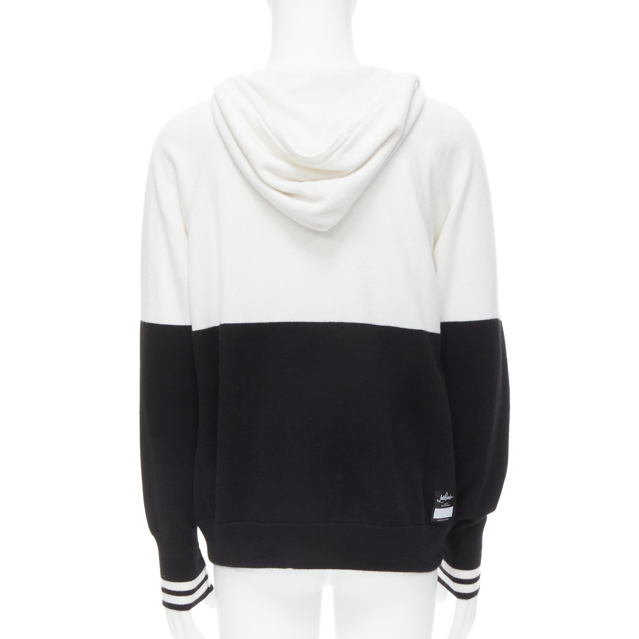 new LORO PIANA HIROSHI FUJIWARA 100% cashmere  hooded black white hoodie L In New Condition In Hong Kong, NT