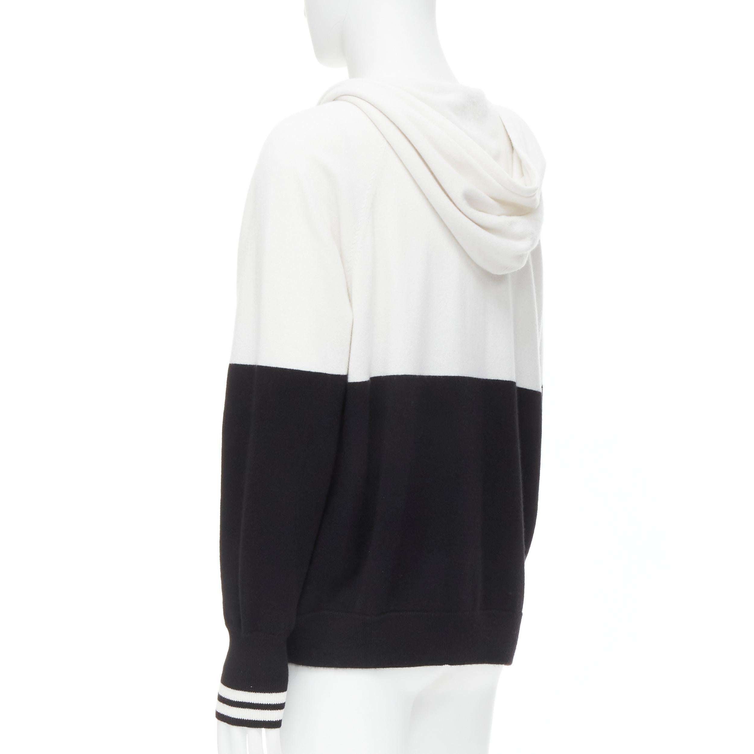Men's new LORO PIANA HIROSHI FUJIWARA 100% cashmere  hooded black white hoodie L