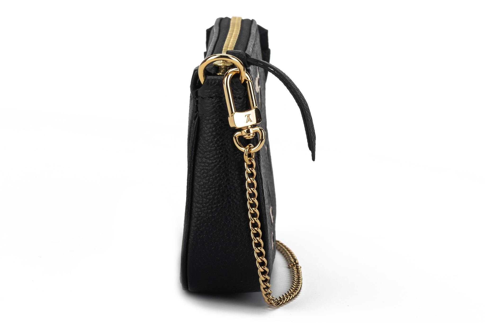 New Louis Vuiton Black Embossed Mini Pochette Bag 6