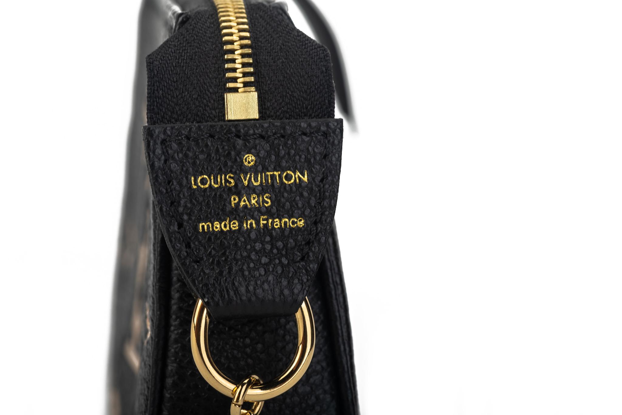 New Louis Vuiton Black Embossed Mini Pochette Bag 1