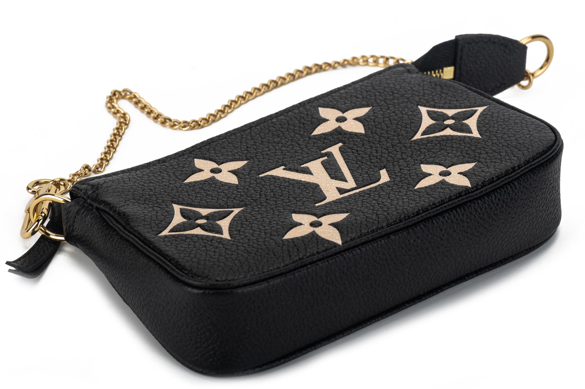 New Louis Vuiton Black Embossed Mini Pochette Bag 2