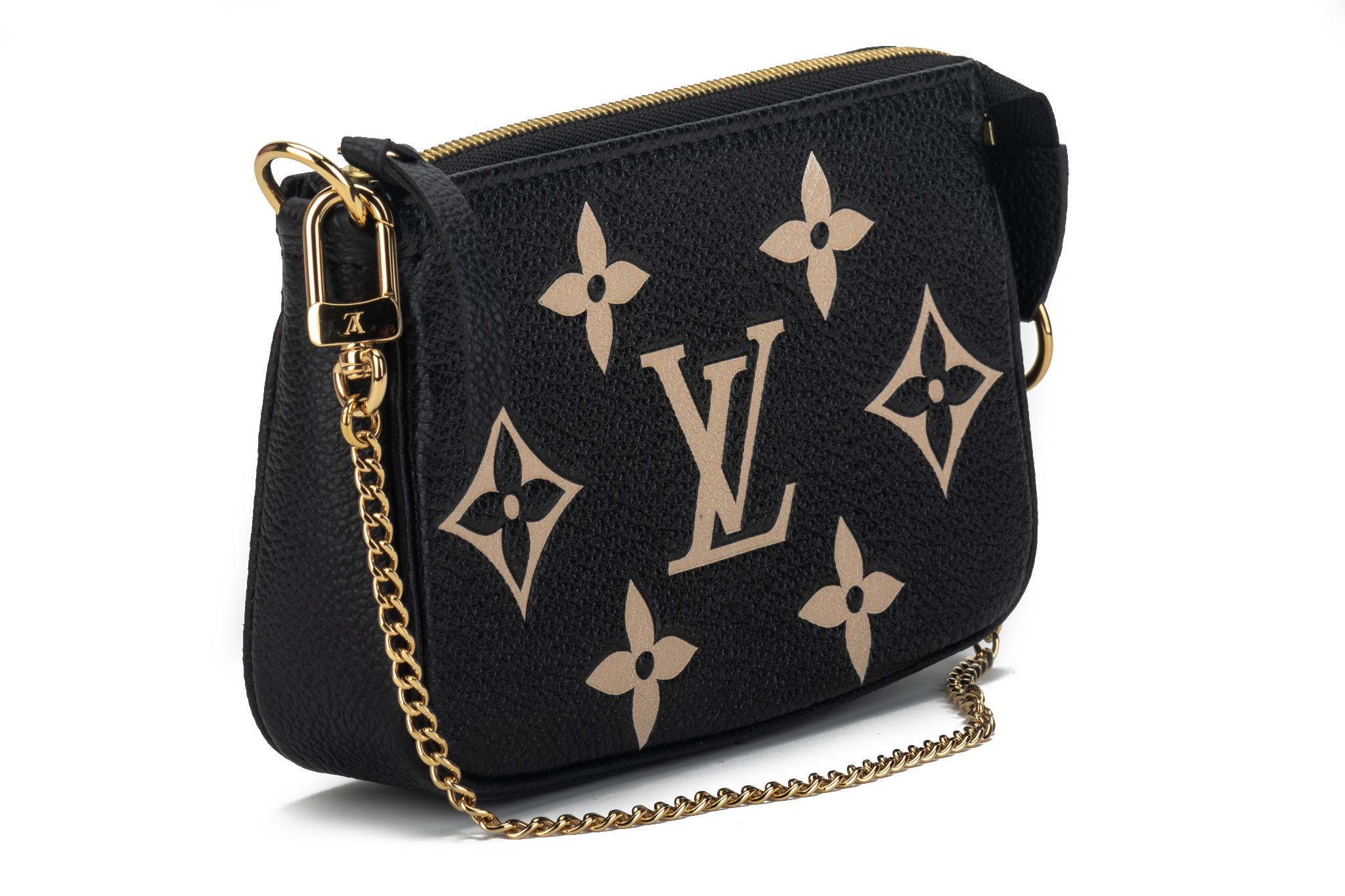 New Louis Vuiton Black Embossed Mini Pochette Bag 3