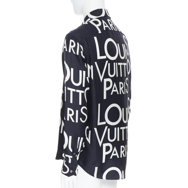 Louis Vuitton Text Printed Cotton T-shirt - Black/White on Garmentory