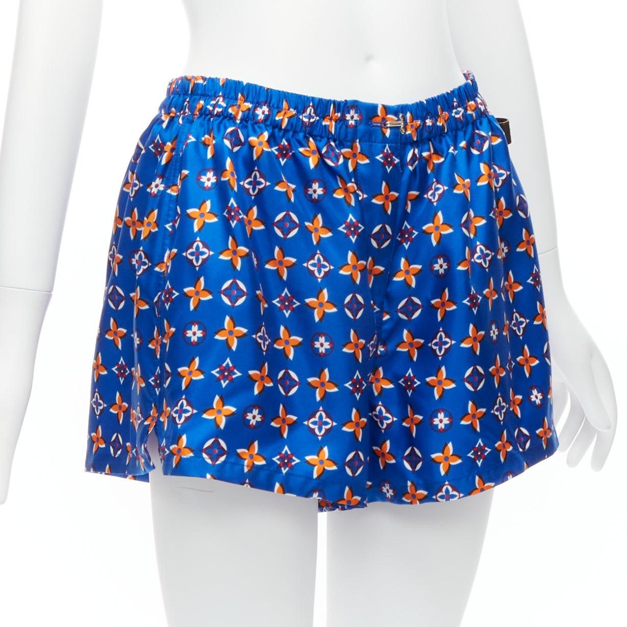 new LOUIS VUITTON 2019 electric blue orange flower monogram boxer shorts FR38 M In New Condition In Hong Kong, NT