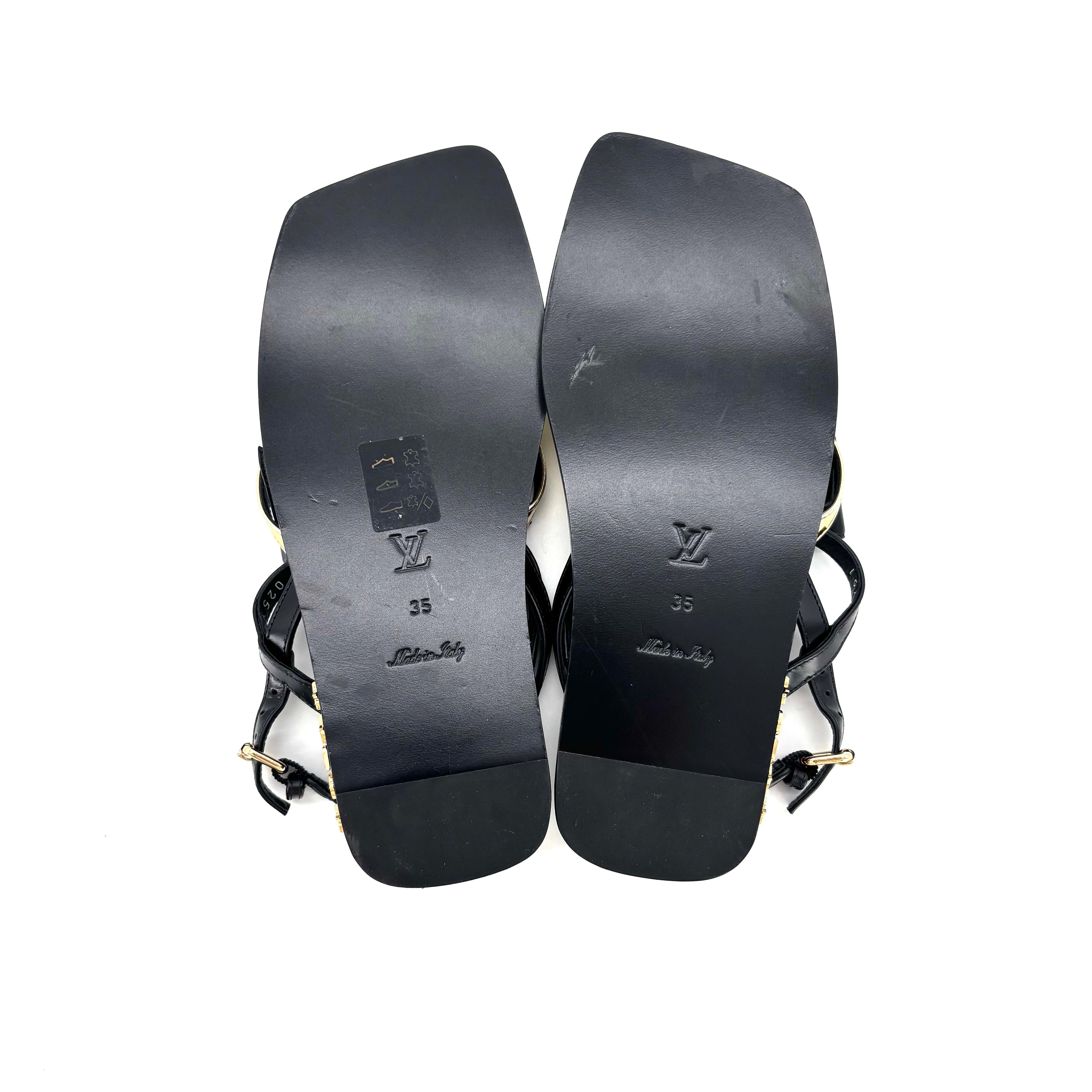 NEW Louis Vuitton 2021 Fornasetti Bow Gladiator Peplum Flats 35 Sandals For Sale 1