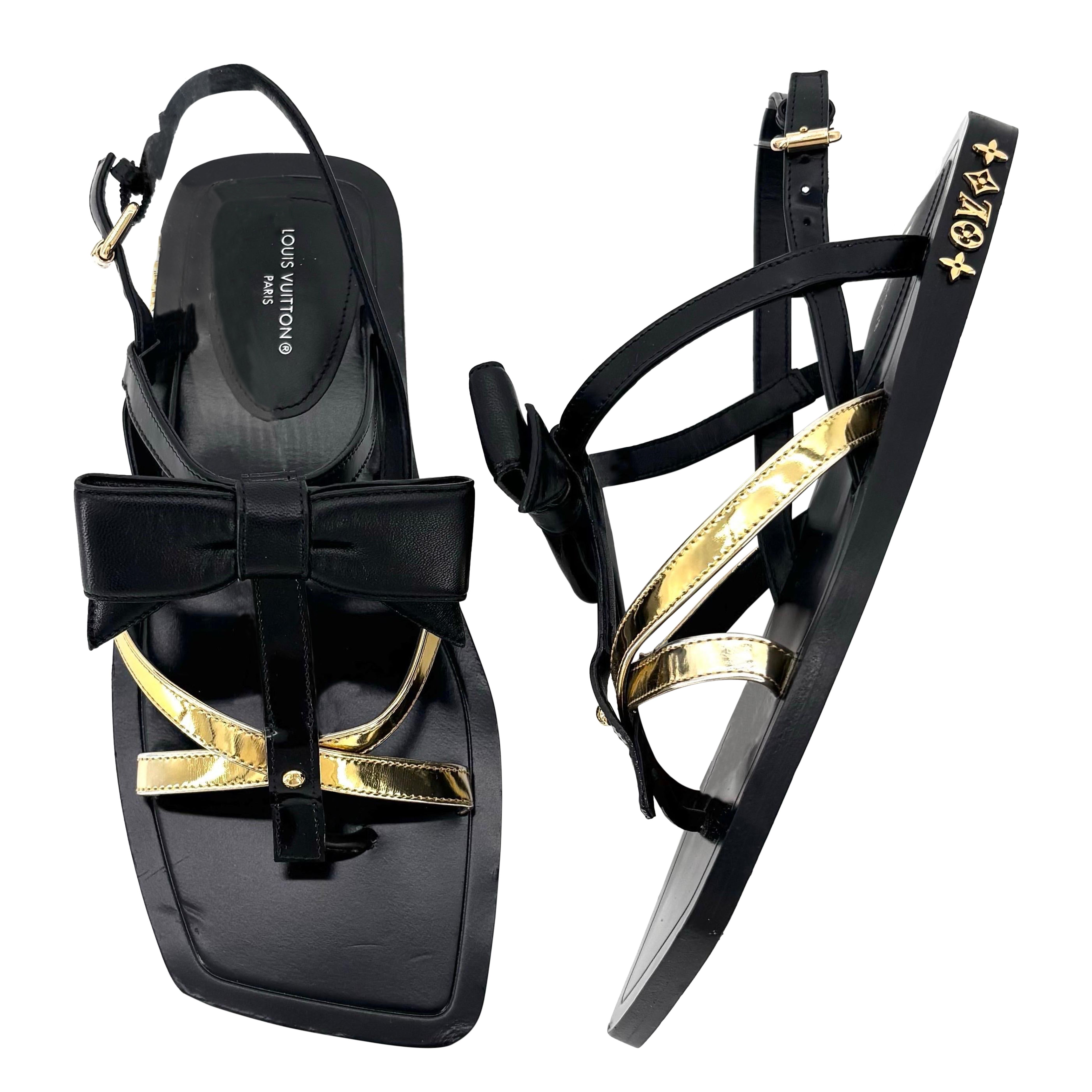 NEW Louis Vuitton 2021 Fornasetti Bow Gladiator Peplum Flats 35 Sandals For Sale